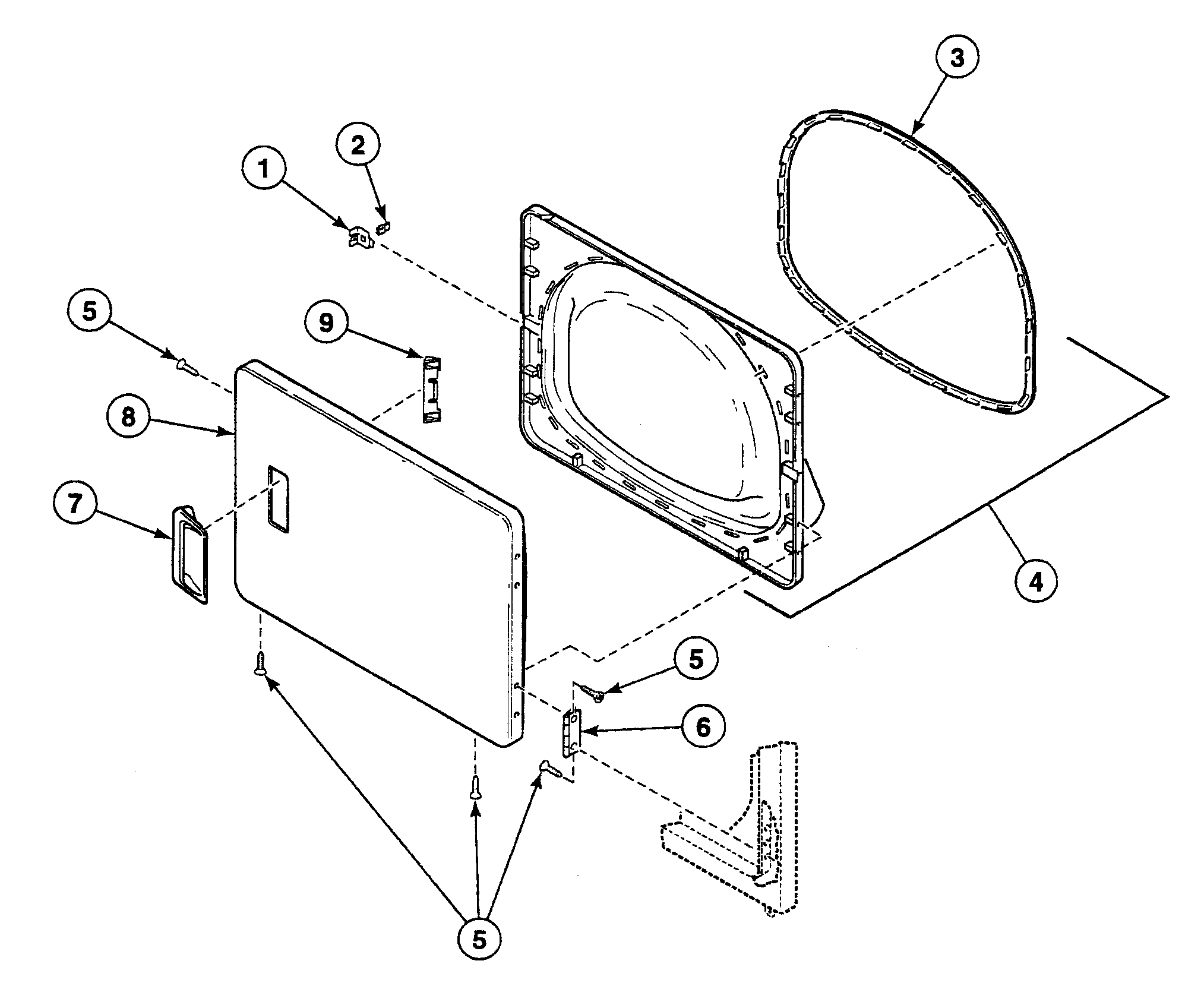 Speed Queen SSG109WF door assy diagram
