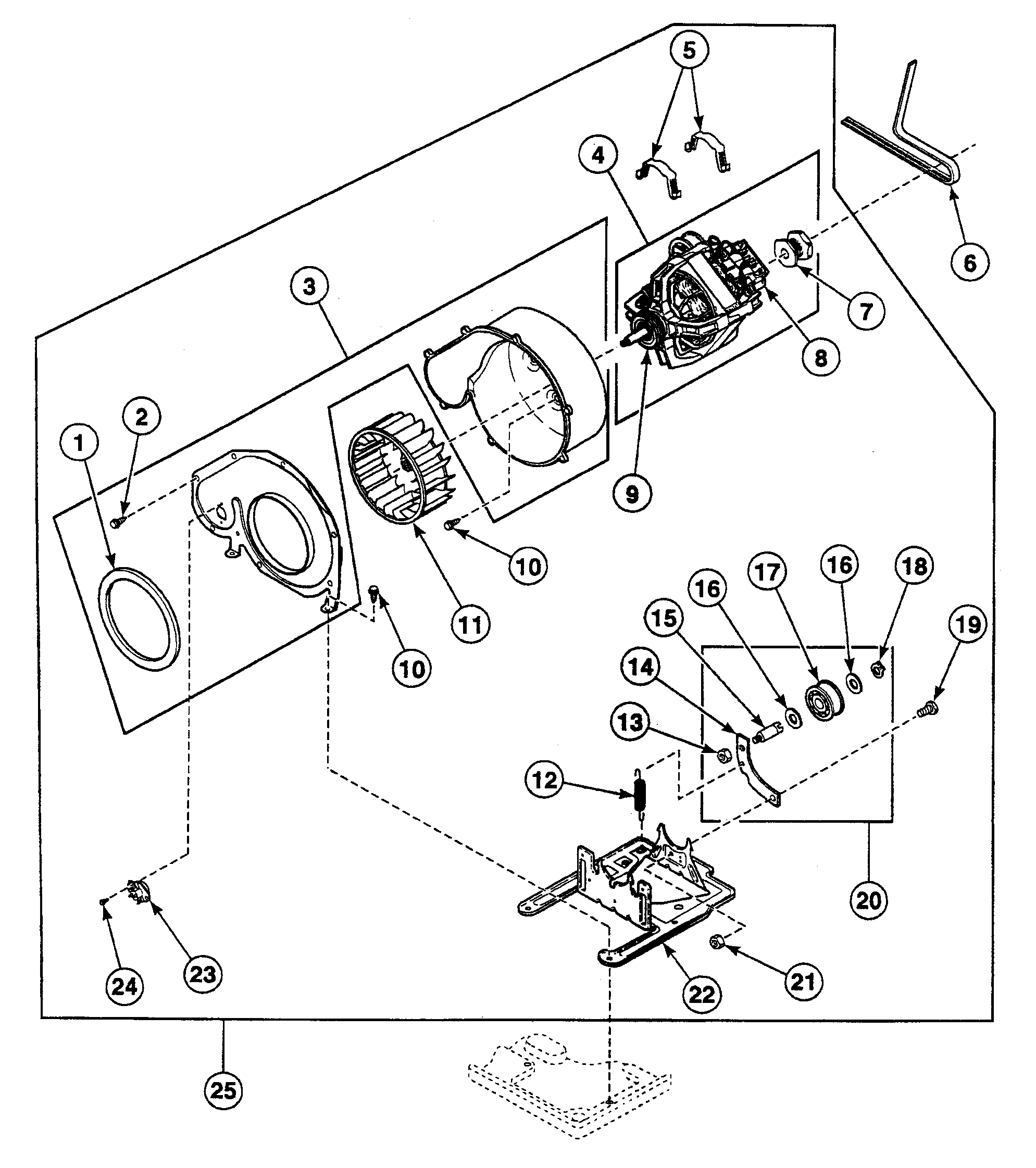 Speed Queen SSG109WF motor assy diagram