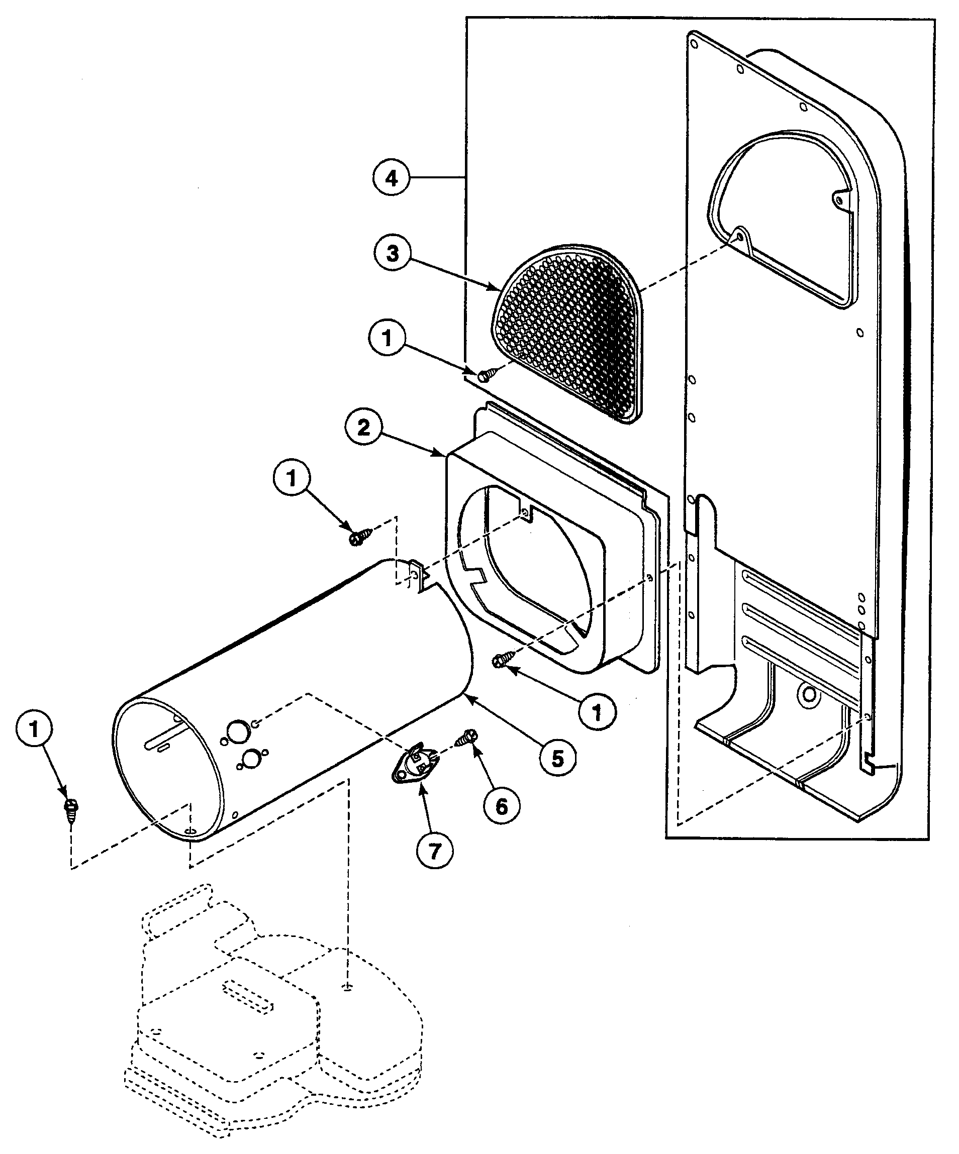 Speed Queen SSG109WF heater duct diagram