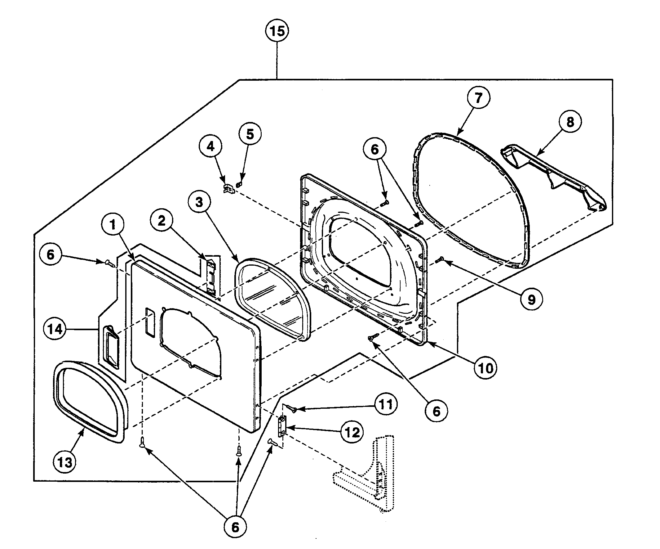 Speed Queen SSG119QF door assy diagram