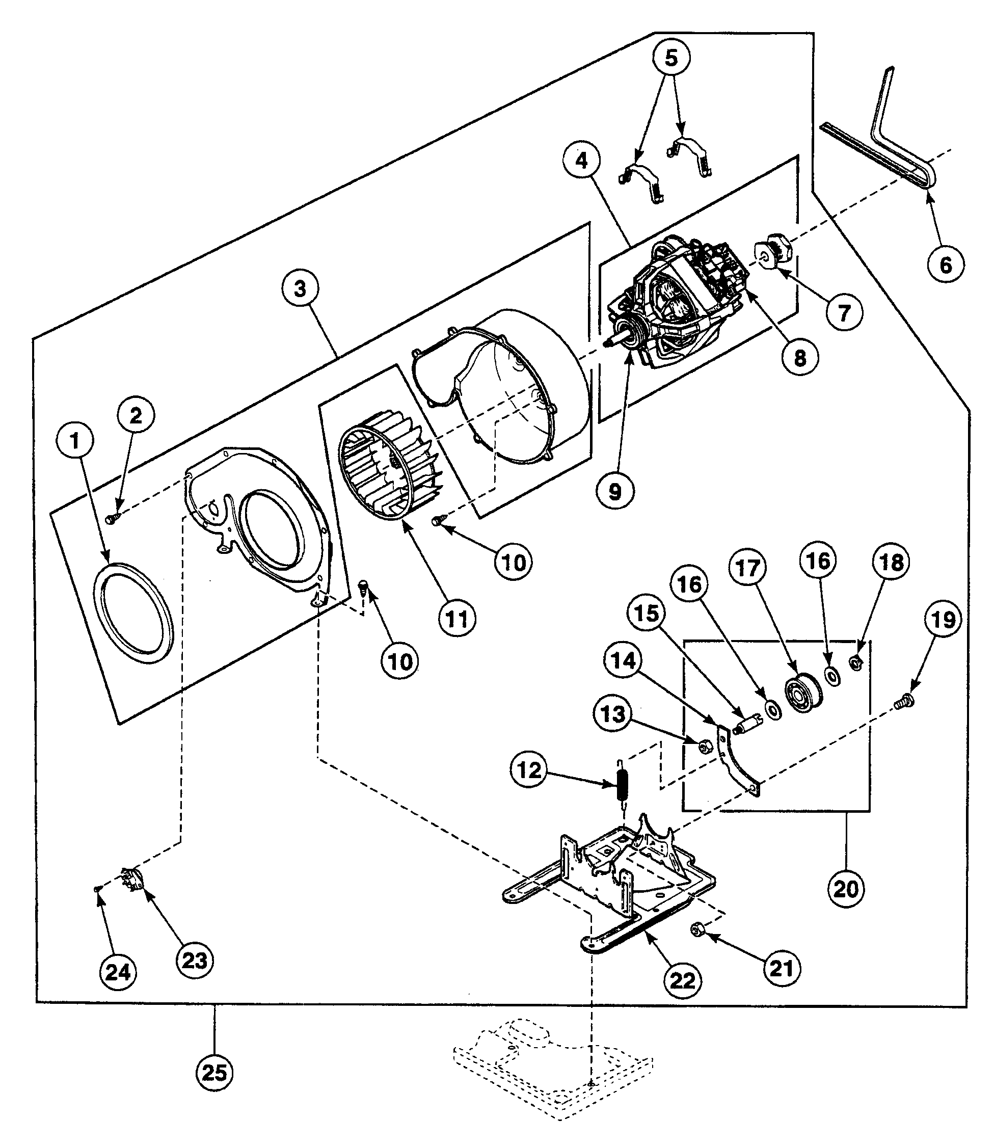 Speed Queen SSGB09LJ motor assy diagram