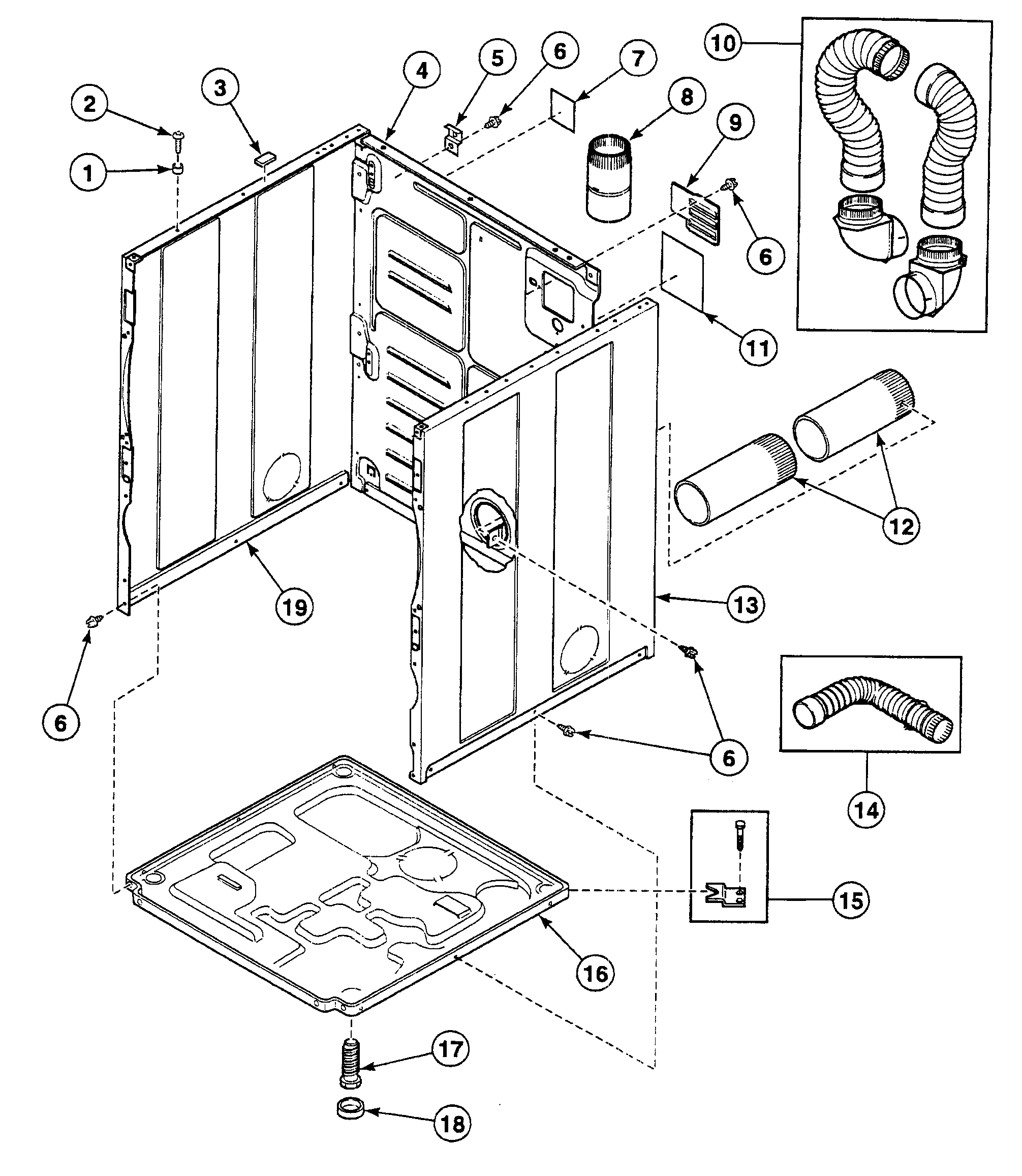 Speed Queen SSGX09WF cabinet diagram