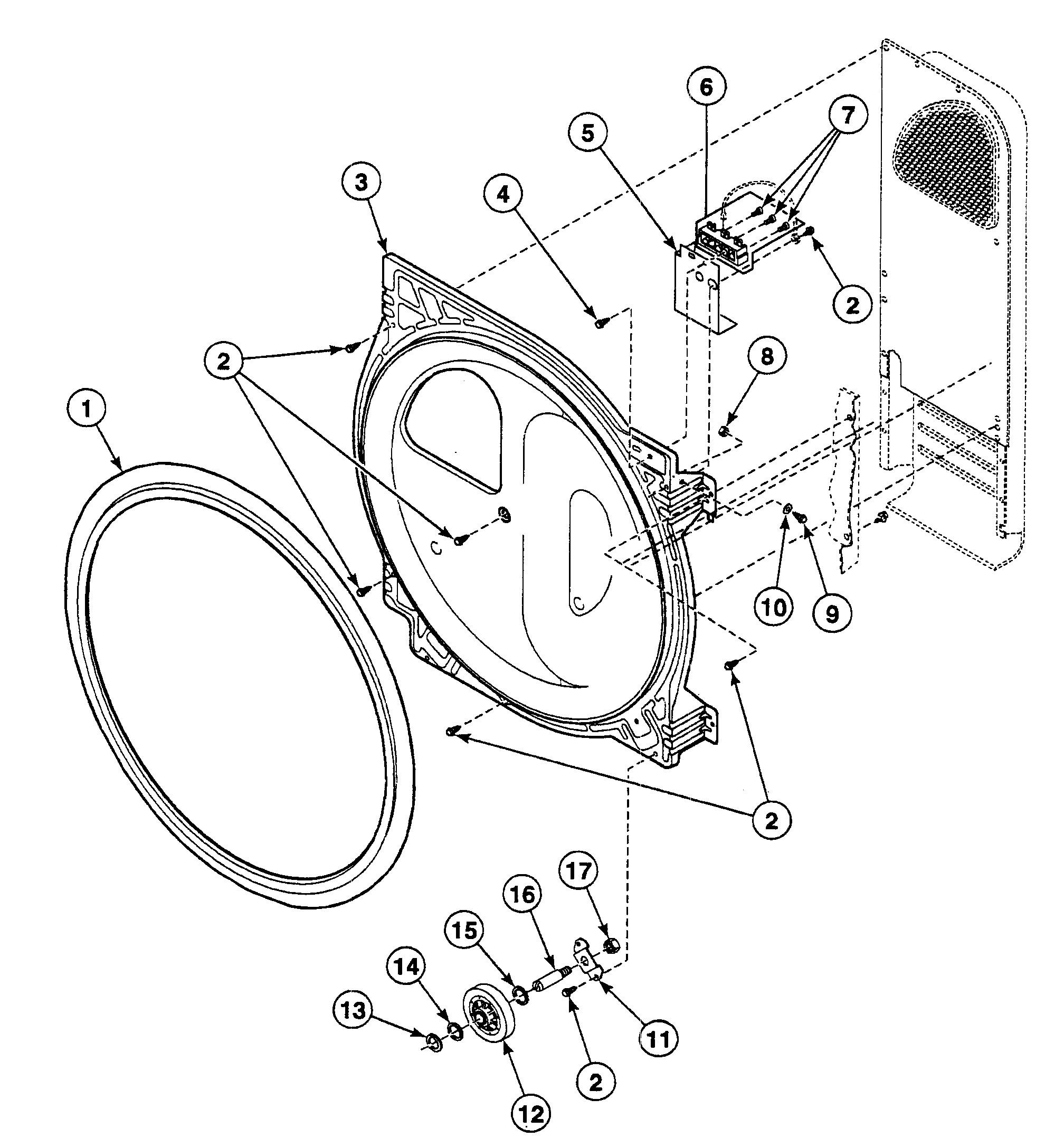 Speed Queen SSGA19WJ roller assy diagram