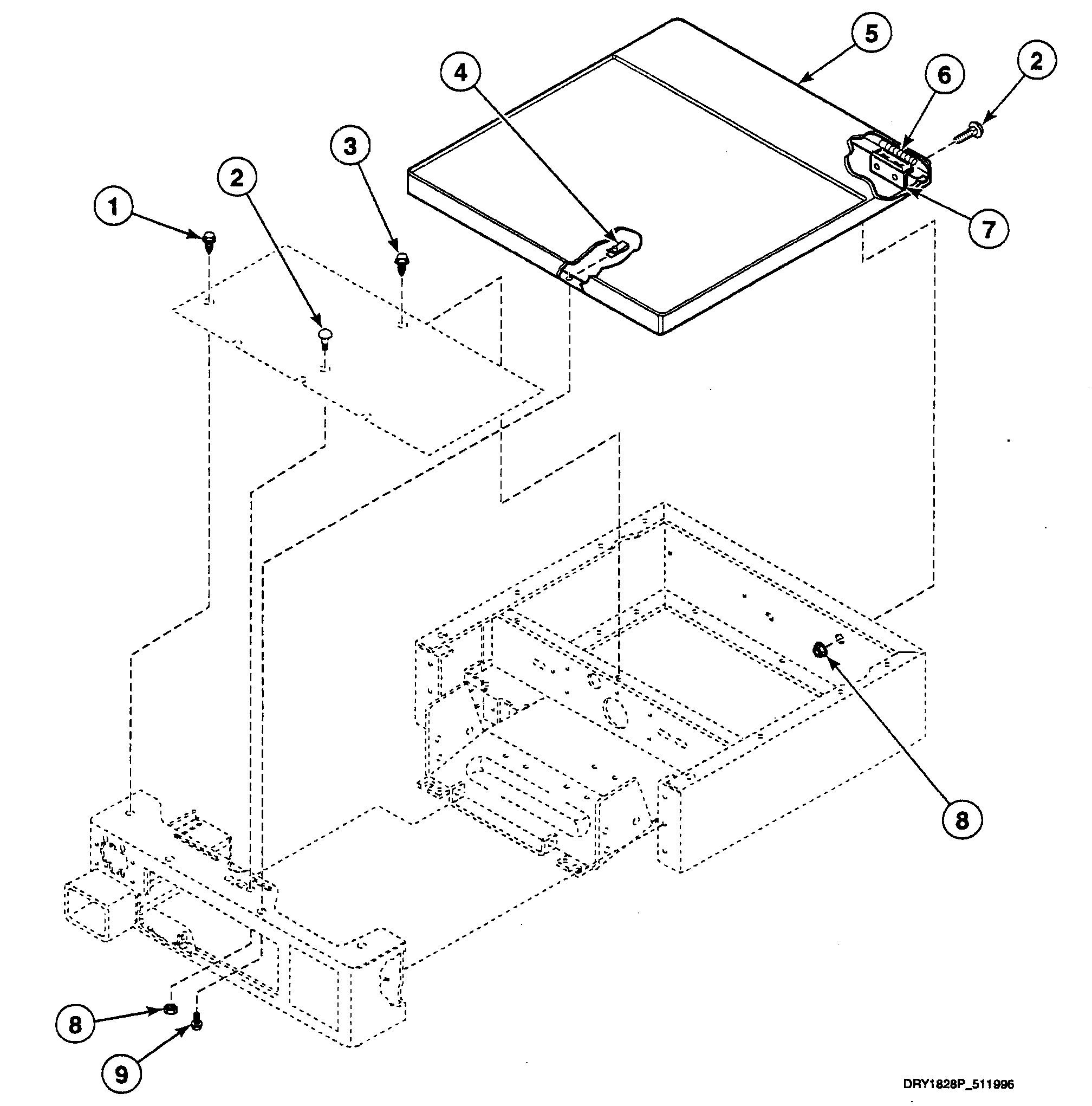 Speed Queen SSG719LF cabinet top diagram
