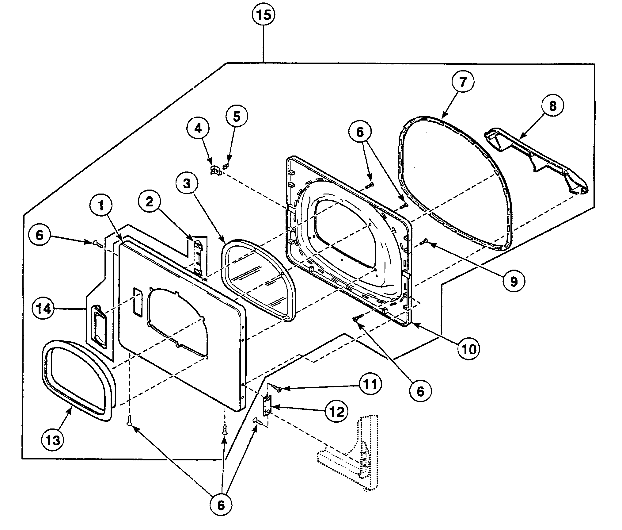 Speed Queen SSG719LF door assy diagram