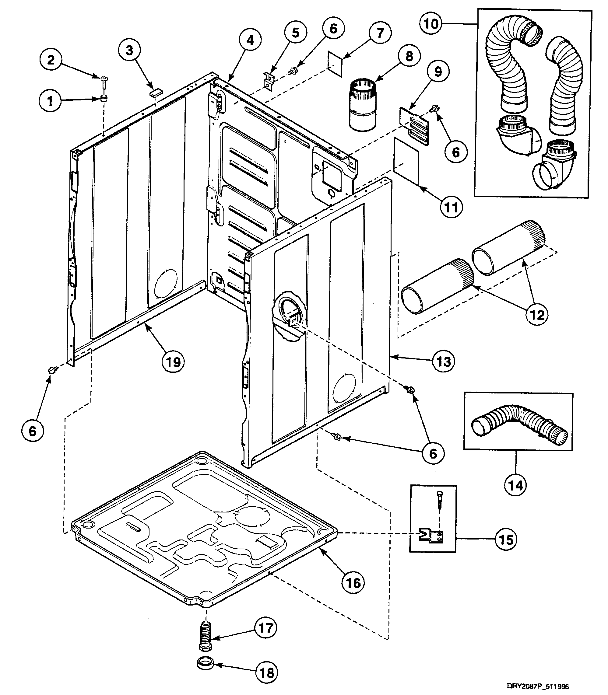 Speed Queen SSG719LF cabinet diagram