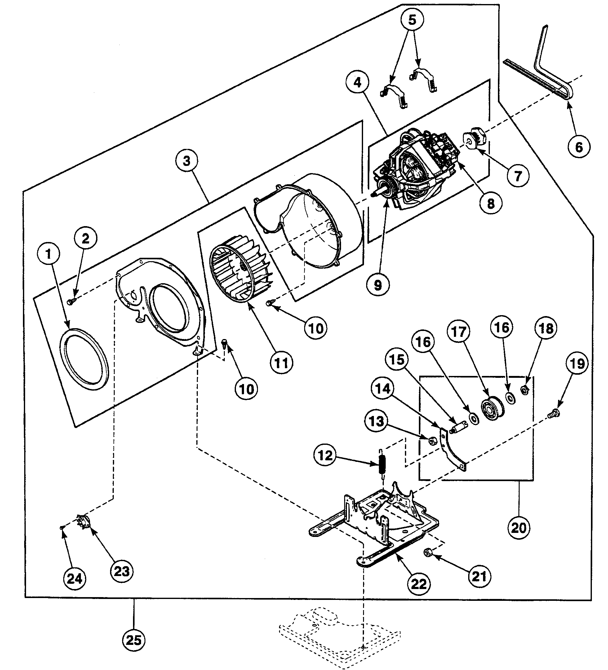 Speed Queen SSGC09QJ motor assy diagram