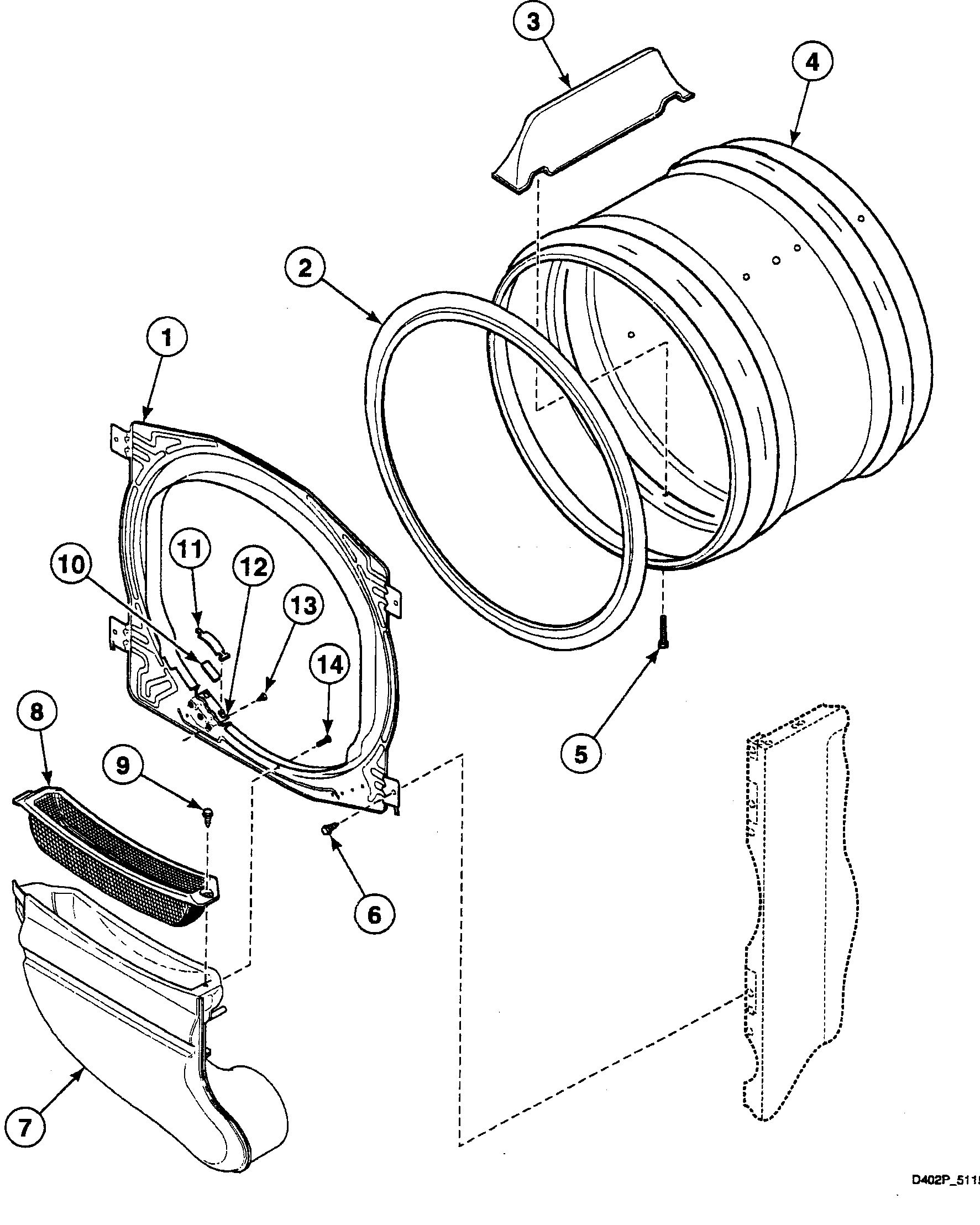 Speed Queen SSGC09QJ drum assy diagram