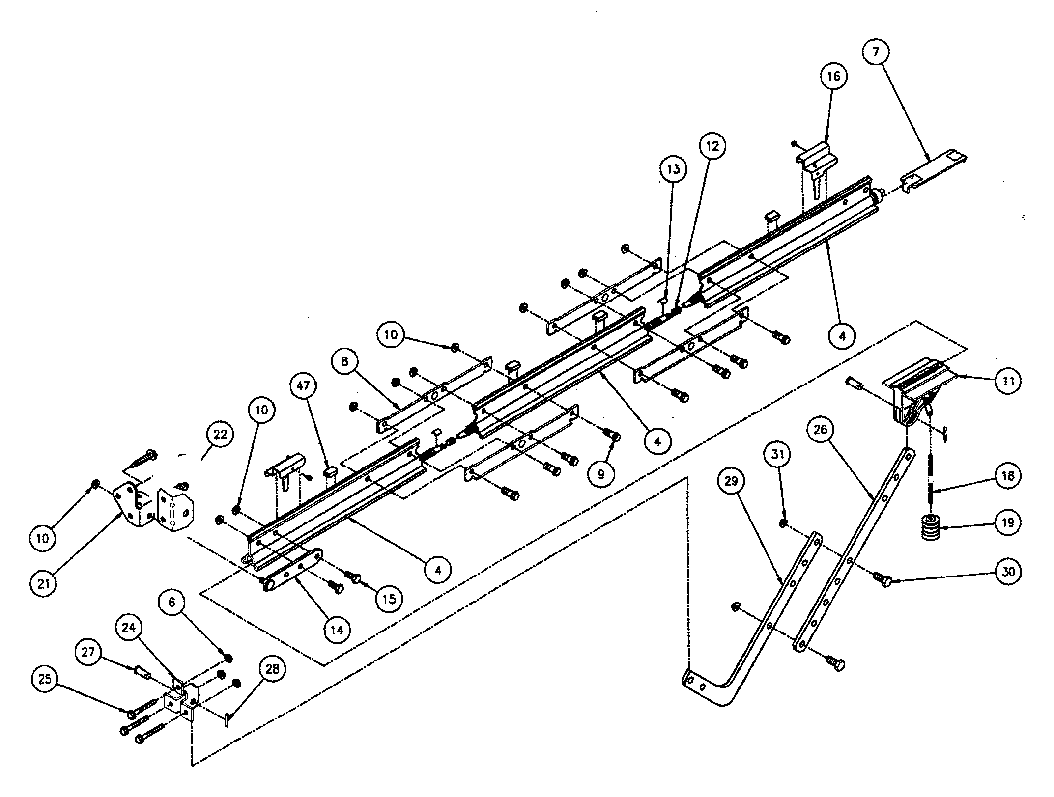 Genie IS525 rail assy diagram