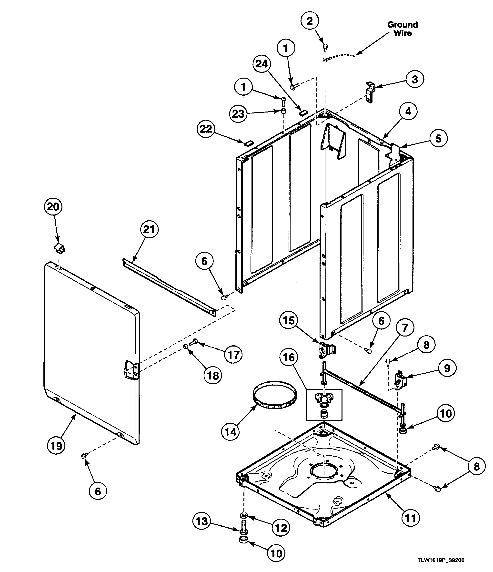 Speed Queen SWT621WD cabinet diagram