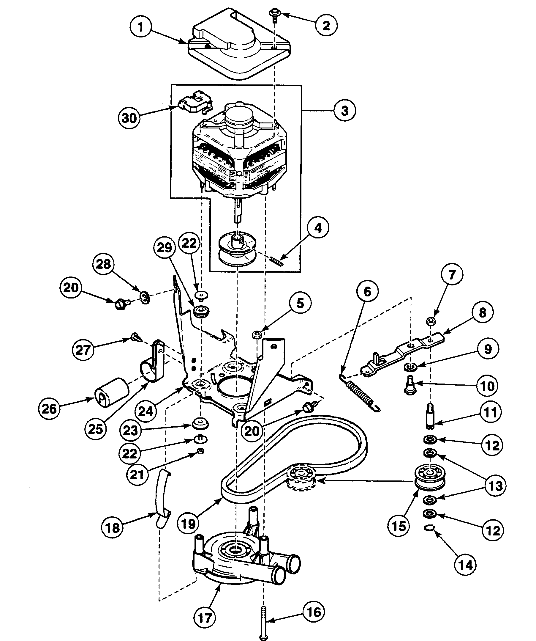 Speed Queen SWT621QD1121 motor assy diagram