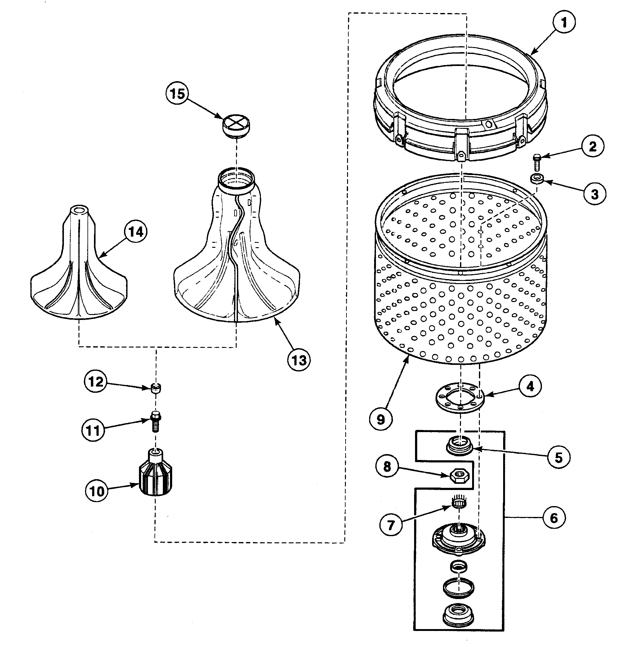 Speed Queen SWT621QD1121 agitator assy diagram