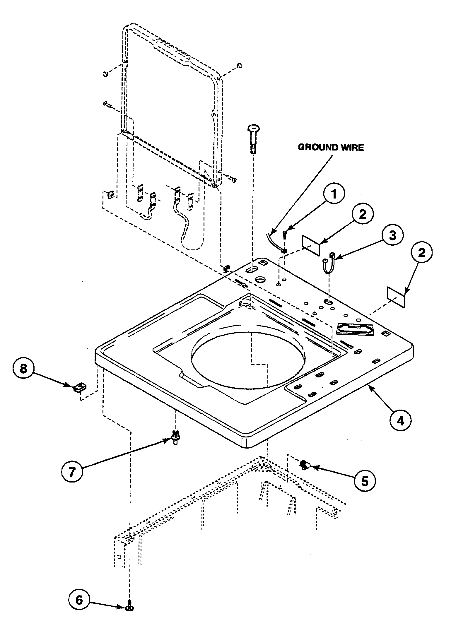 Speed Queen SWT2B0WN1124 cabinet top diagram