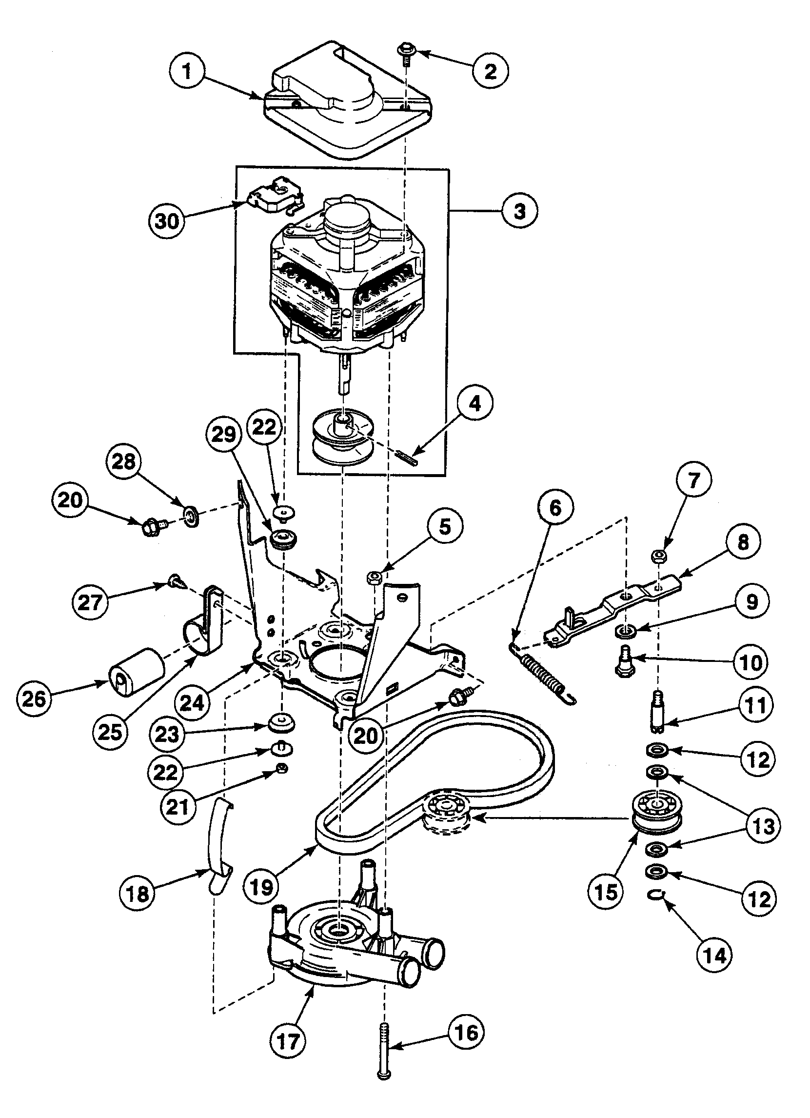 Speed Queen SWT2B0WN1124 motor assy diagram
