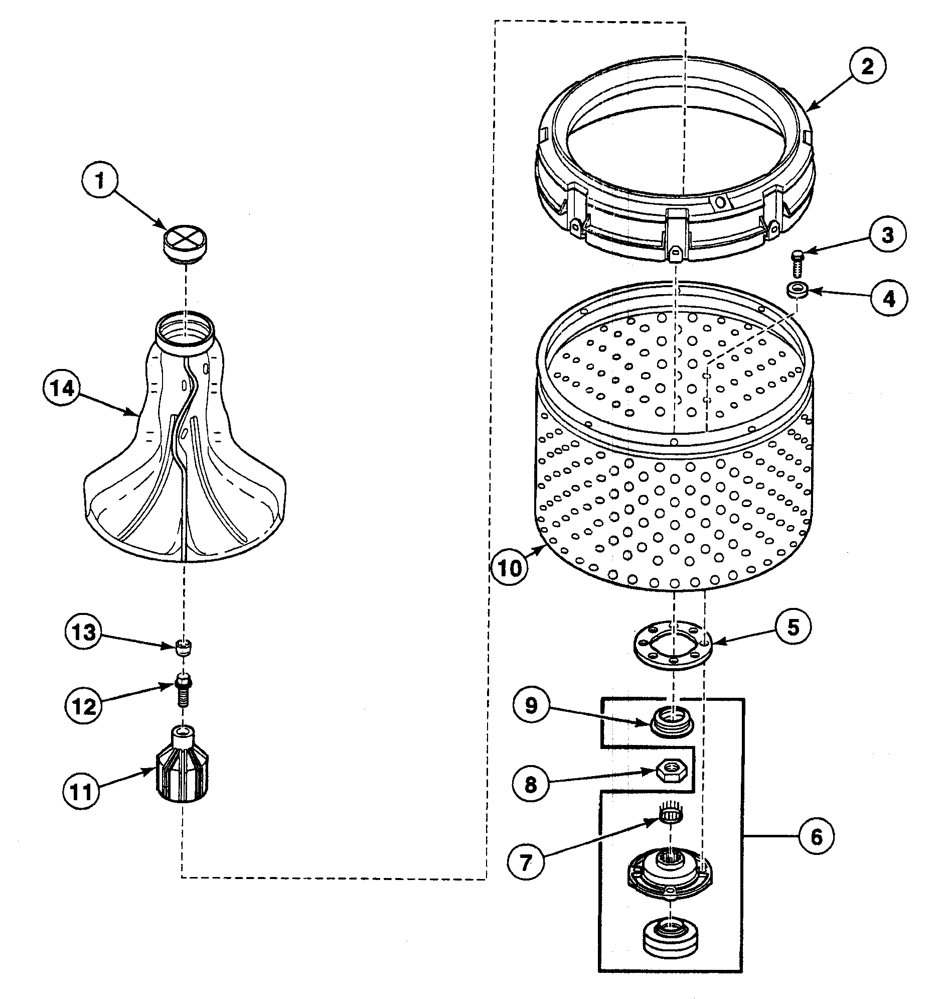 Speed Queen SWT2B0WN1124 agitator diagram