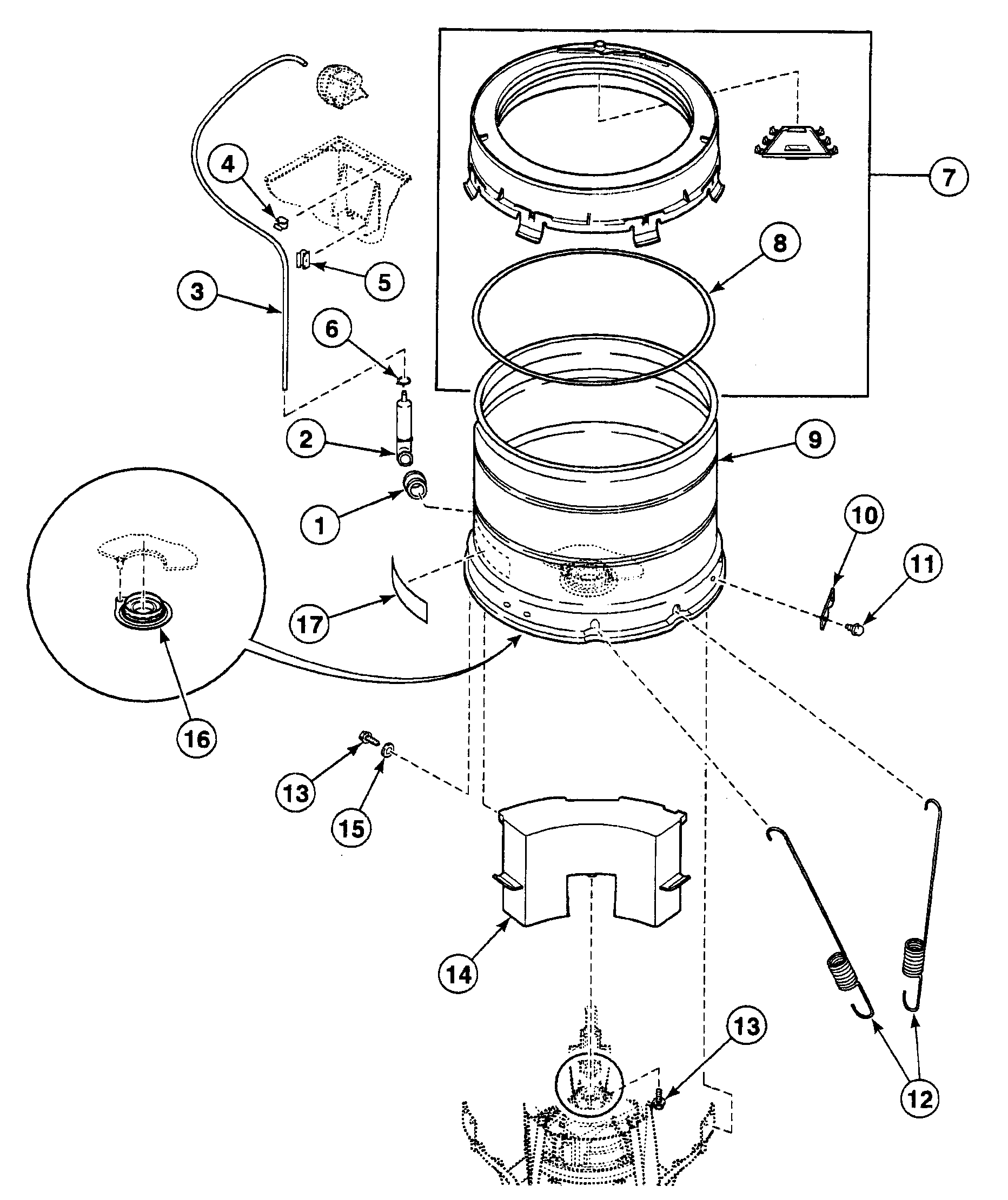 Speed Queen SWT2B0WN1124 tub assy diagram