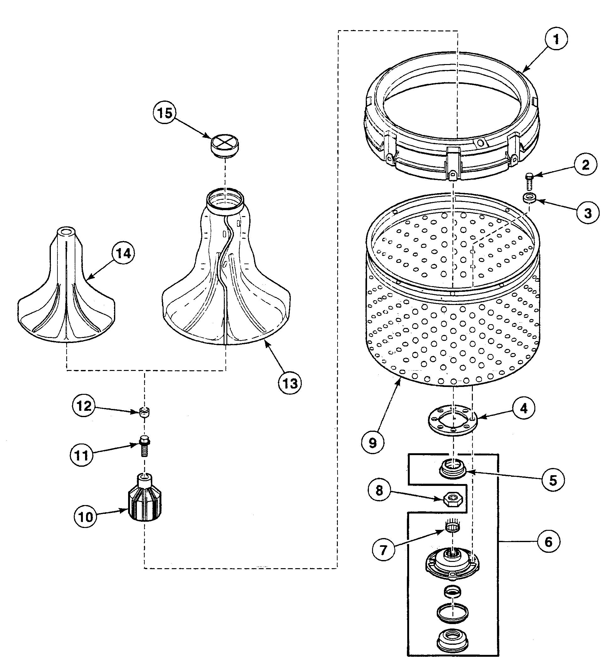 Speed Queen SWT120QM agitator assy diagram