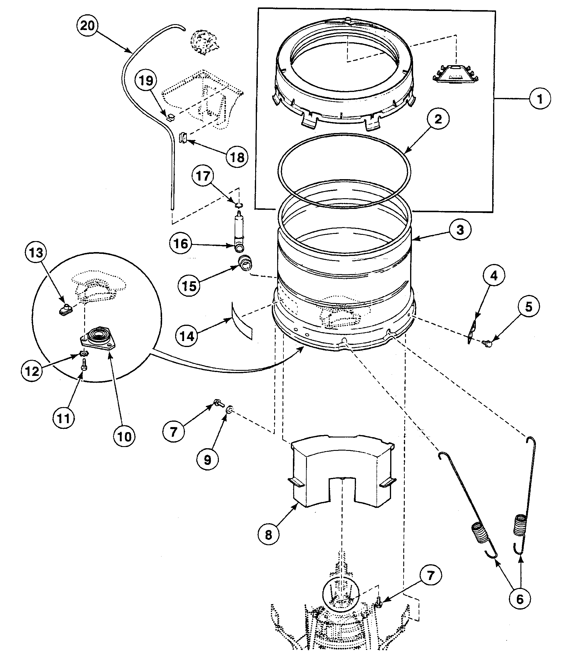 Speed Queen SWT121QM tub assy diagram
