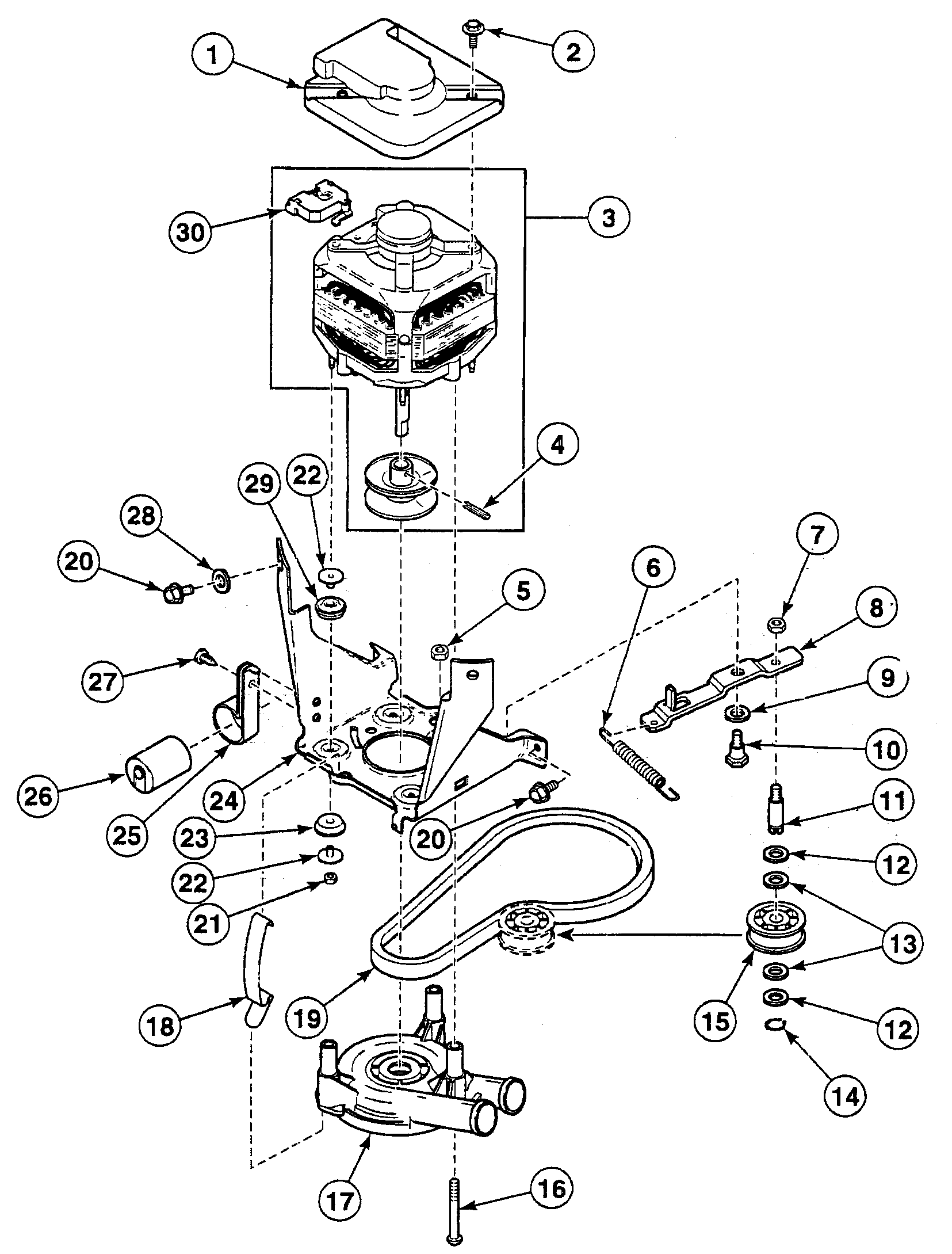 Speed Queen SWT121LN motor assy diagram