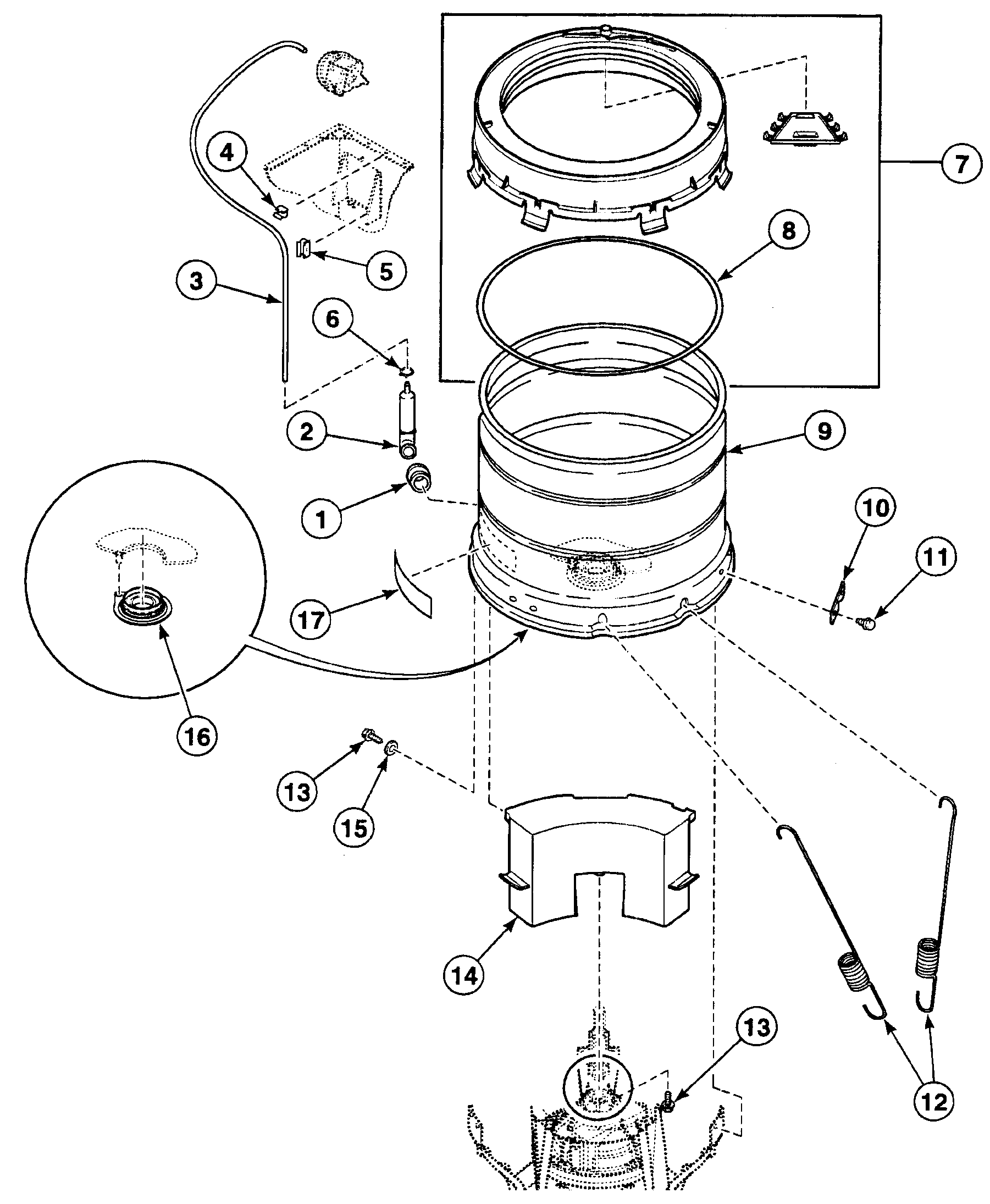 Speed Queen SWT121LN tub assy diagram