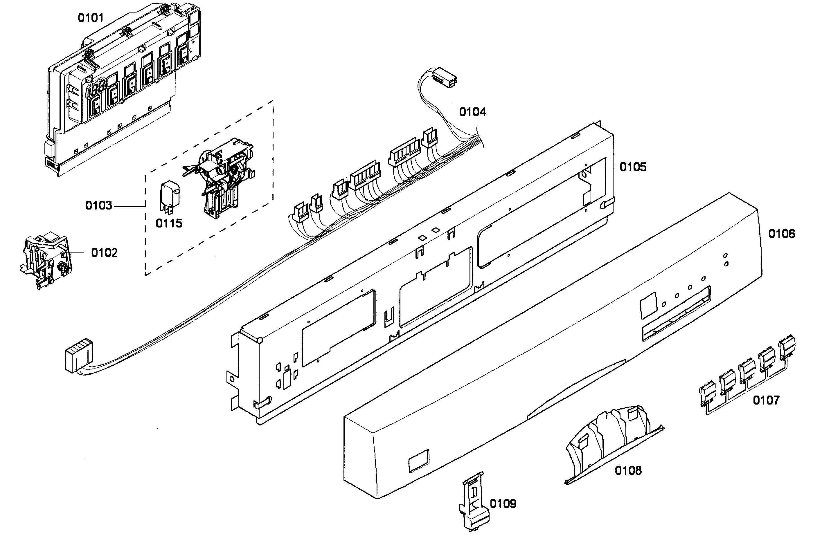 Bosch SHE43P06UC/56 front panel diagram