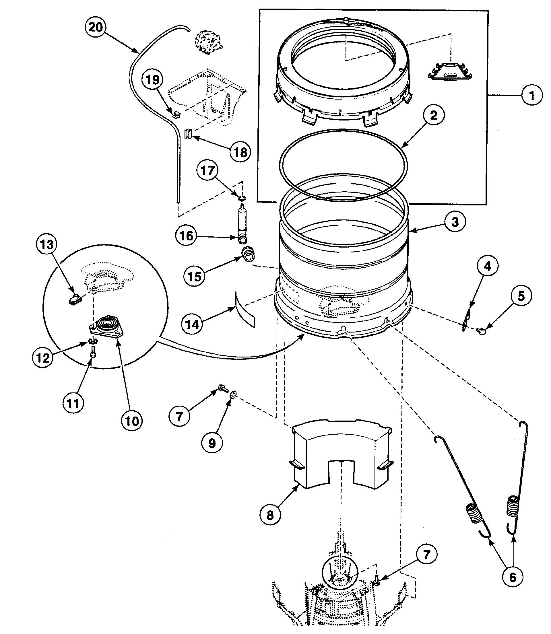 Speed Queen SWT220LM tub assy diagram