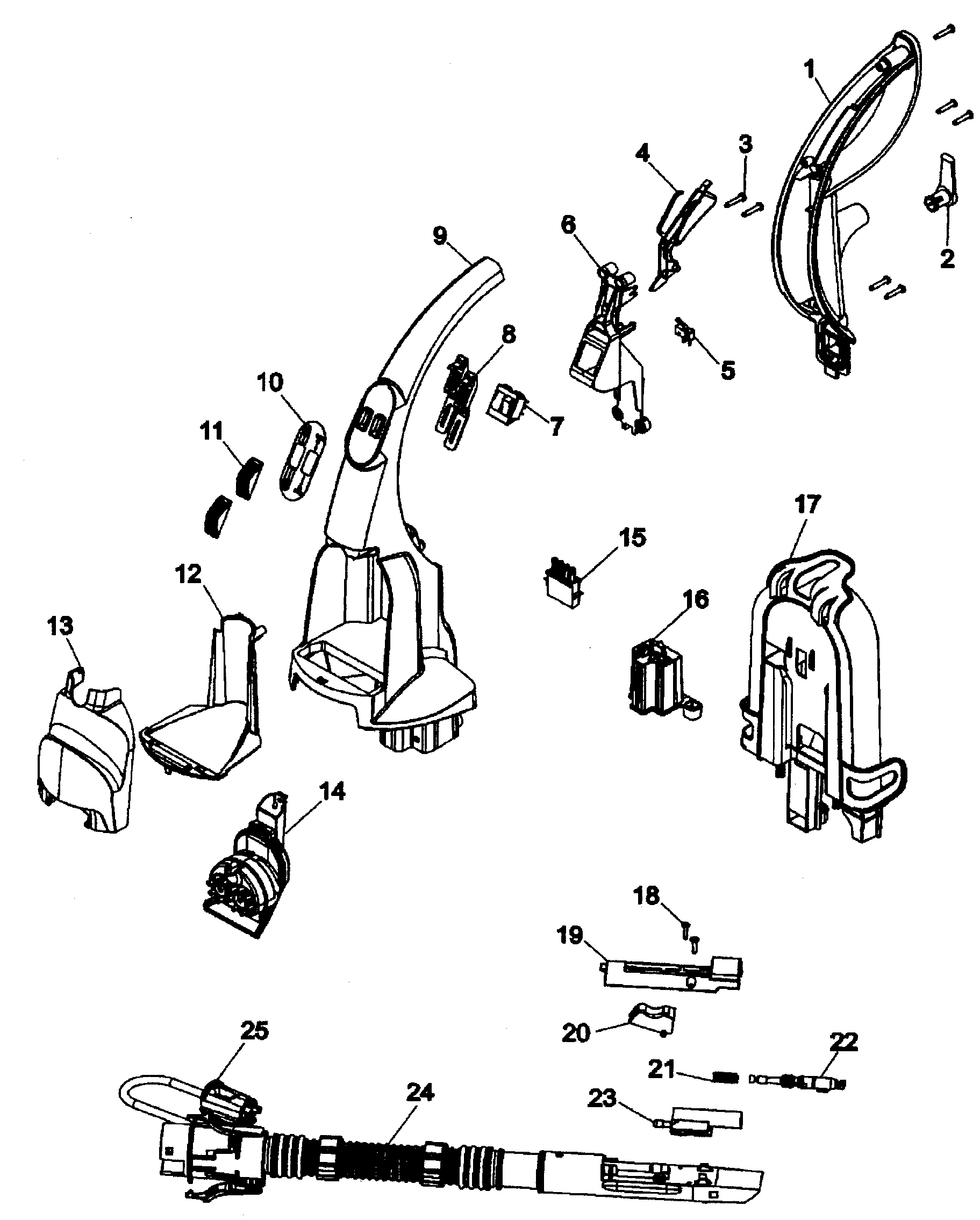 Hoover F7227-900 upper handle diagram