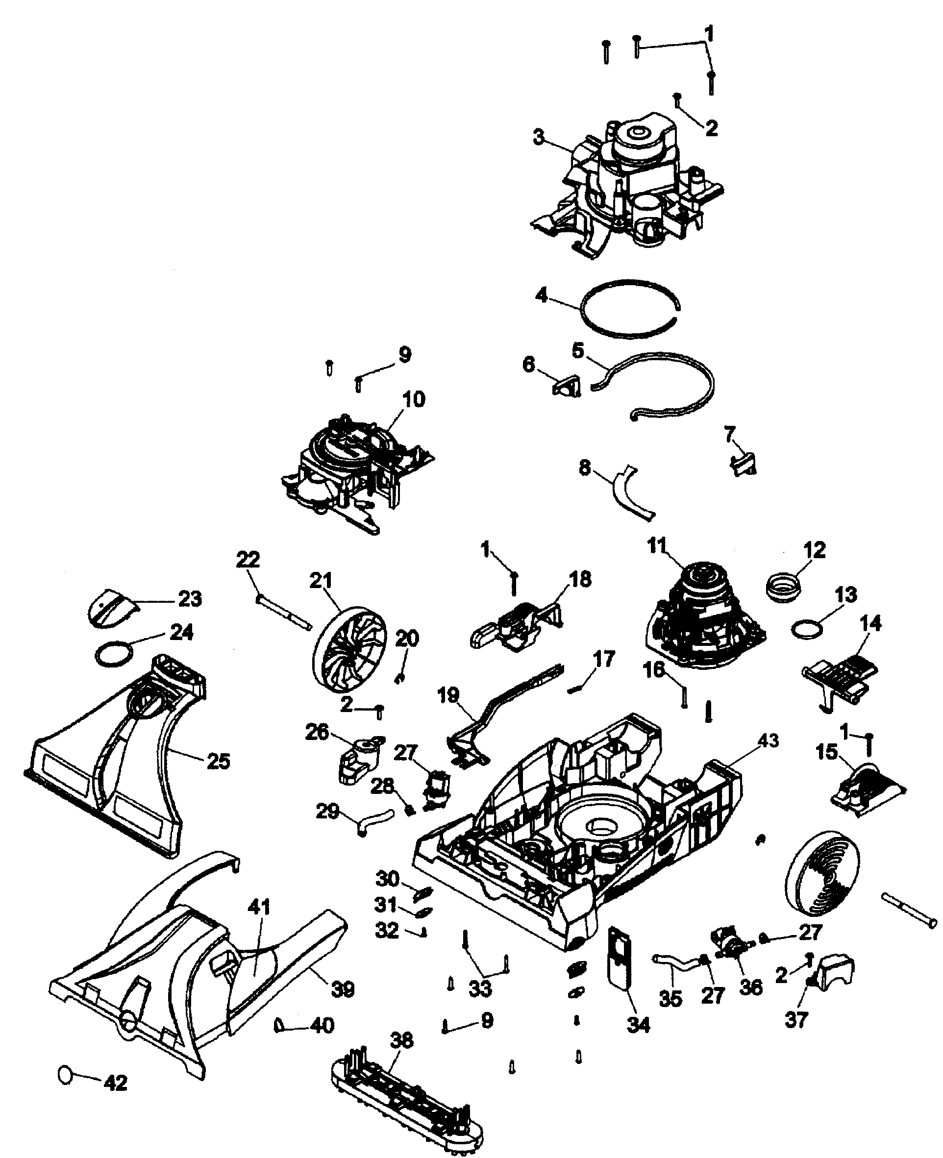 Hoover F7227-900 base assy diagram
