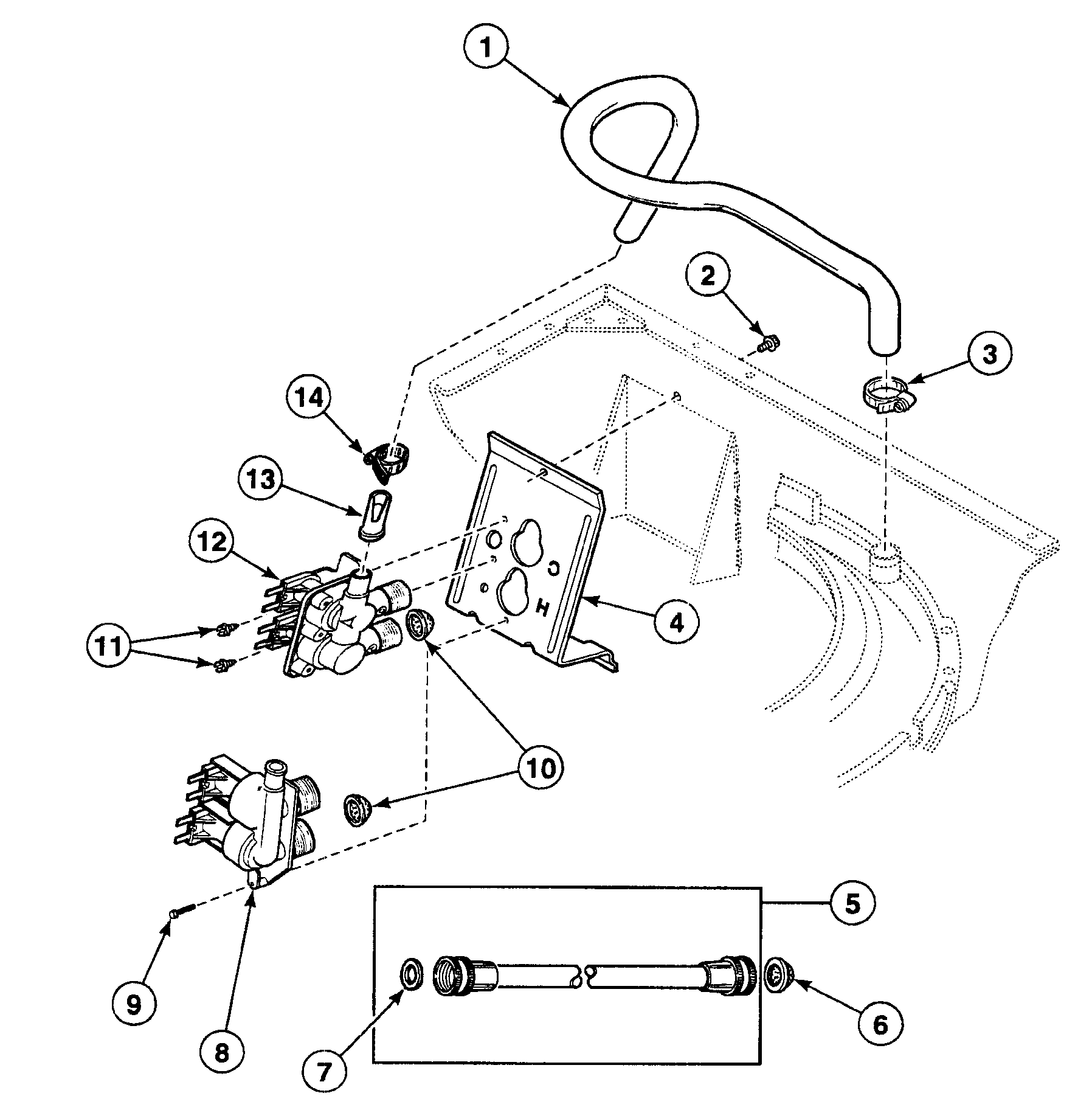 Speed Queen SWT521LA valve assy diagram