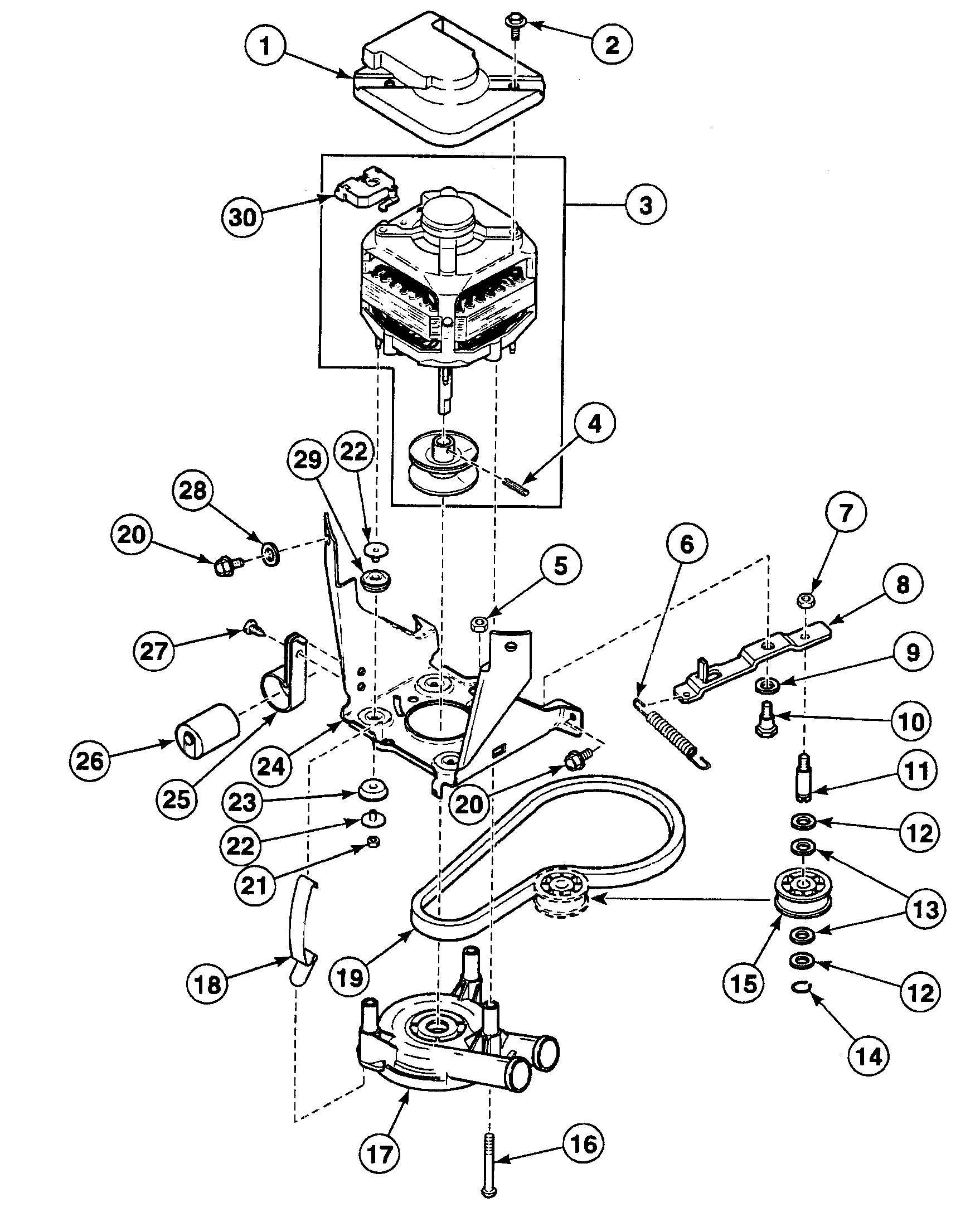 Speed Queen SWT620WA motor assy diagram