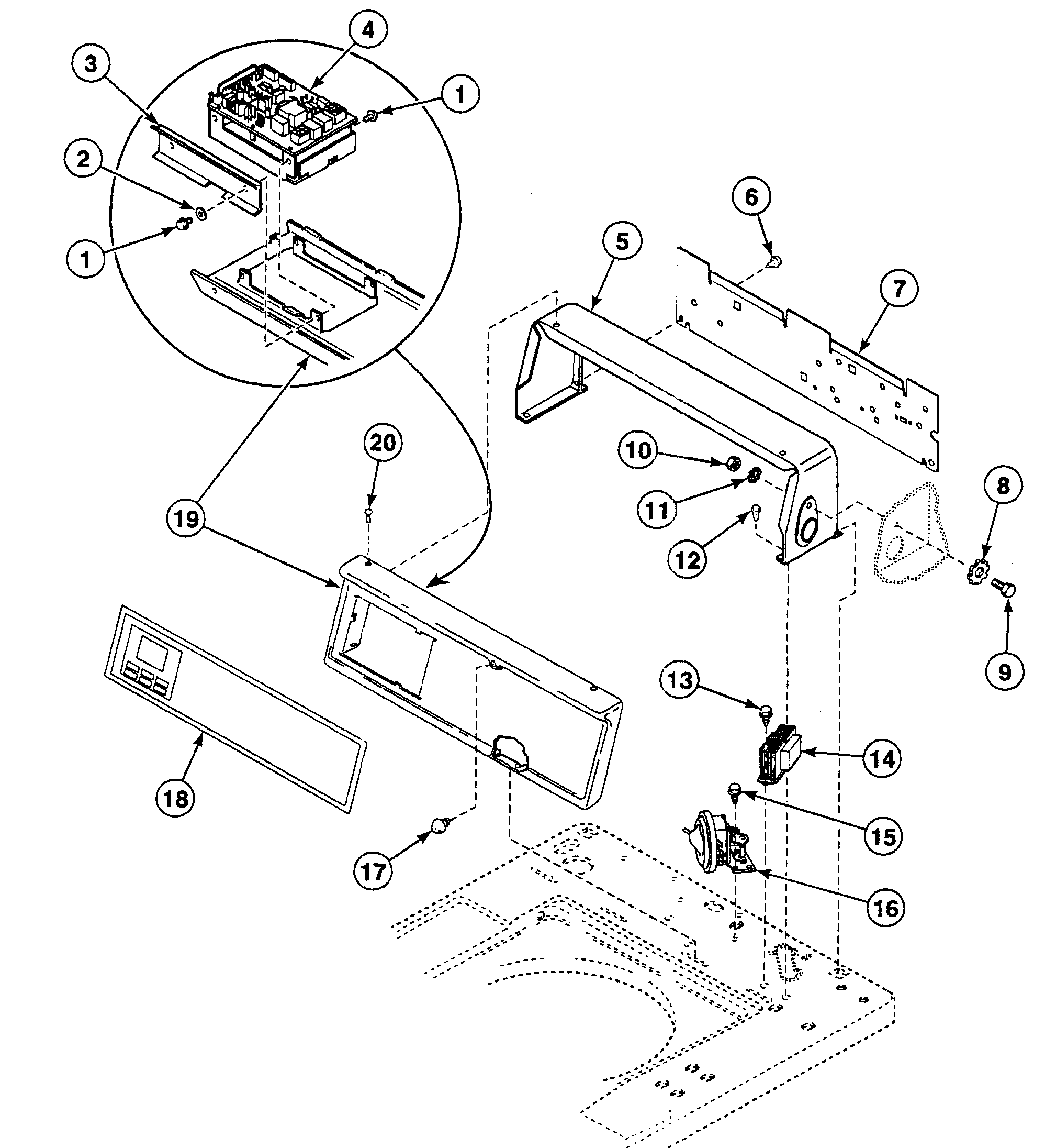Speed Queen SWTZ21WN control panel diagram
