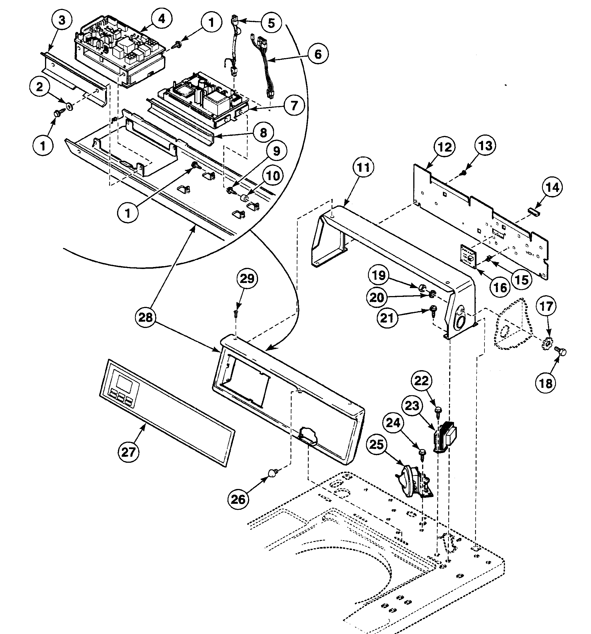 Speed Queen SWTH21WN control panel diagram