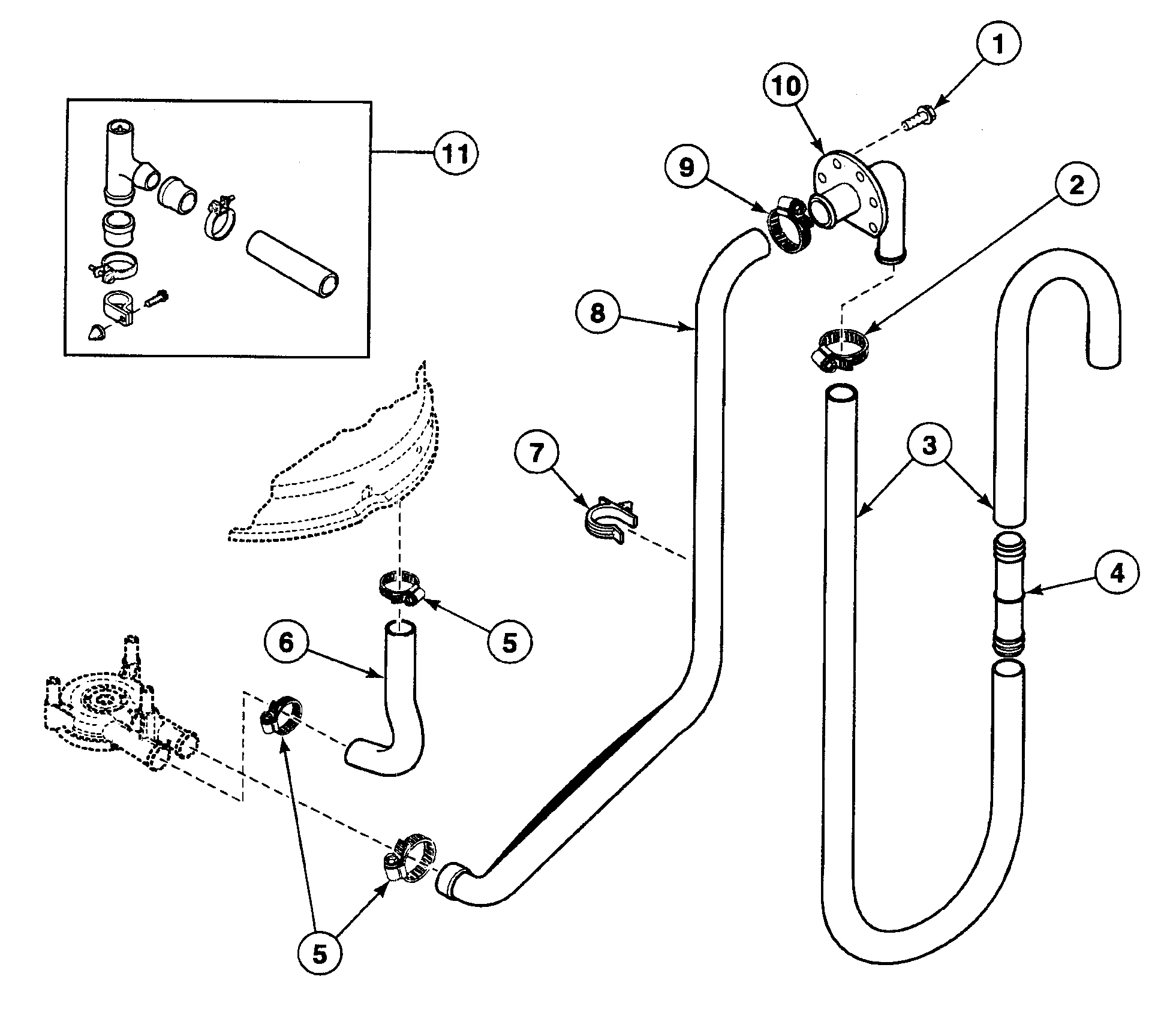 Speed Queen SWTF20QM drain hoses diagram
