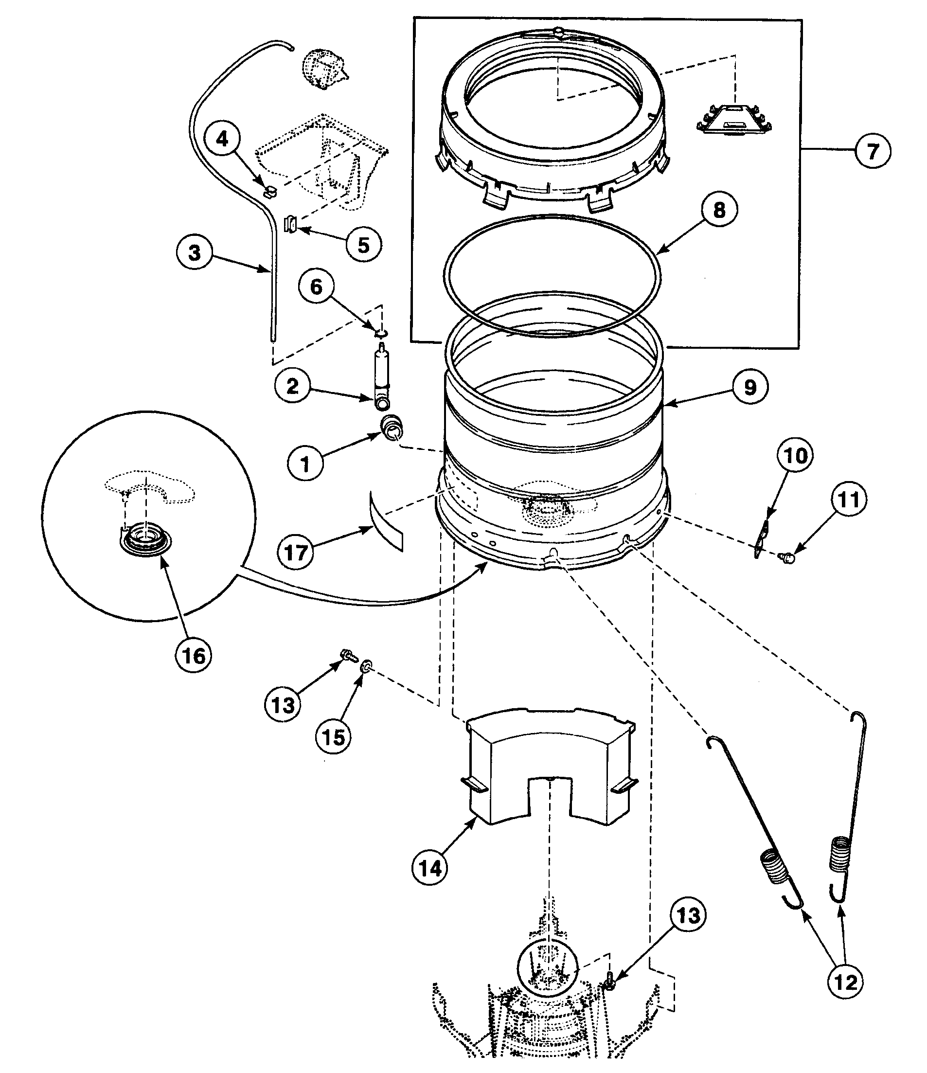 Speed Queen SWTBA0LN tub assy diagram