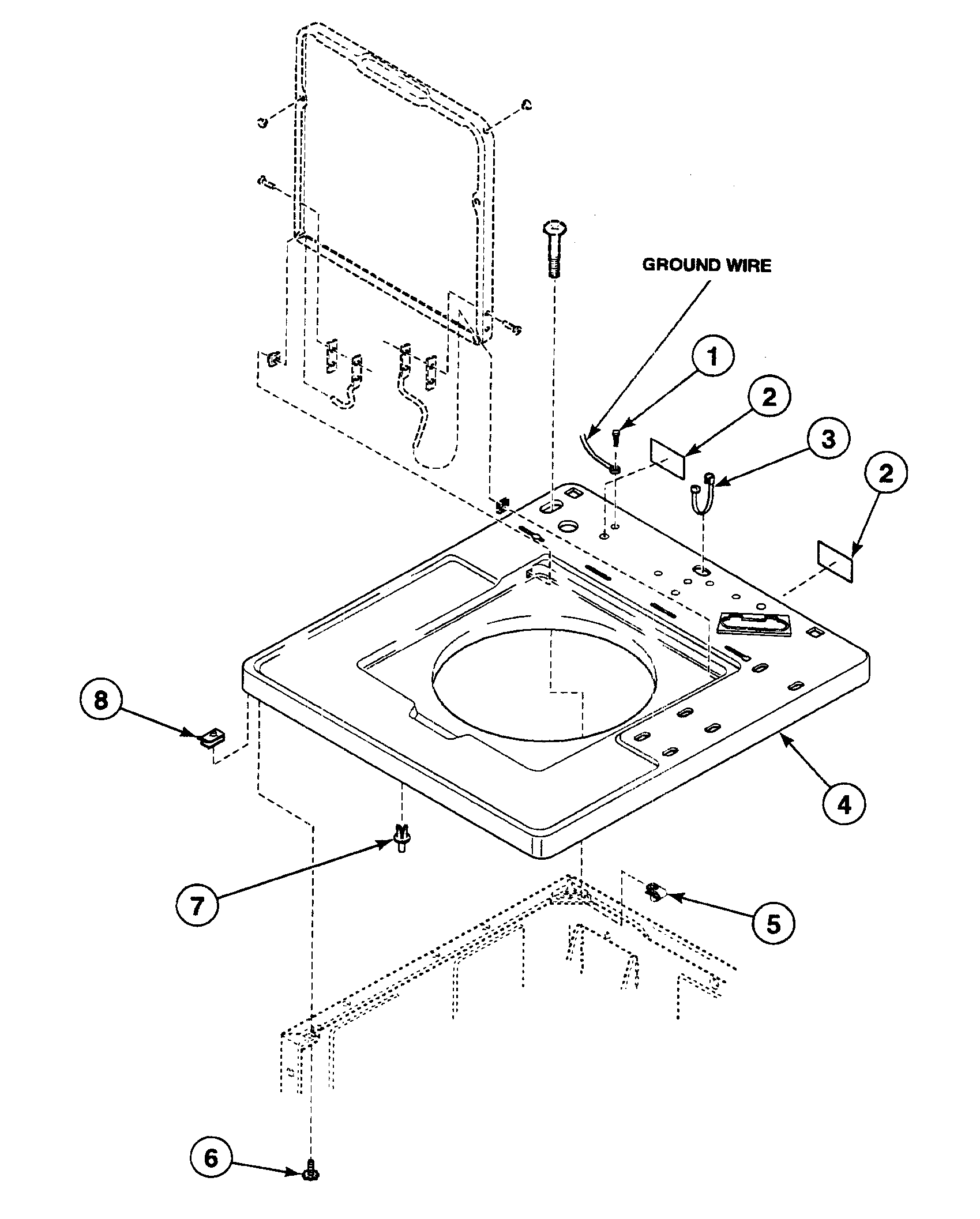 Speed Queen SWTA21QN cabinet top diagram