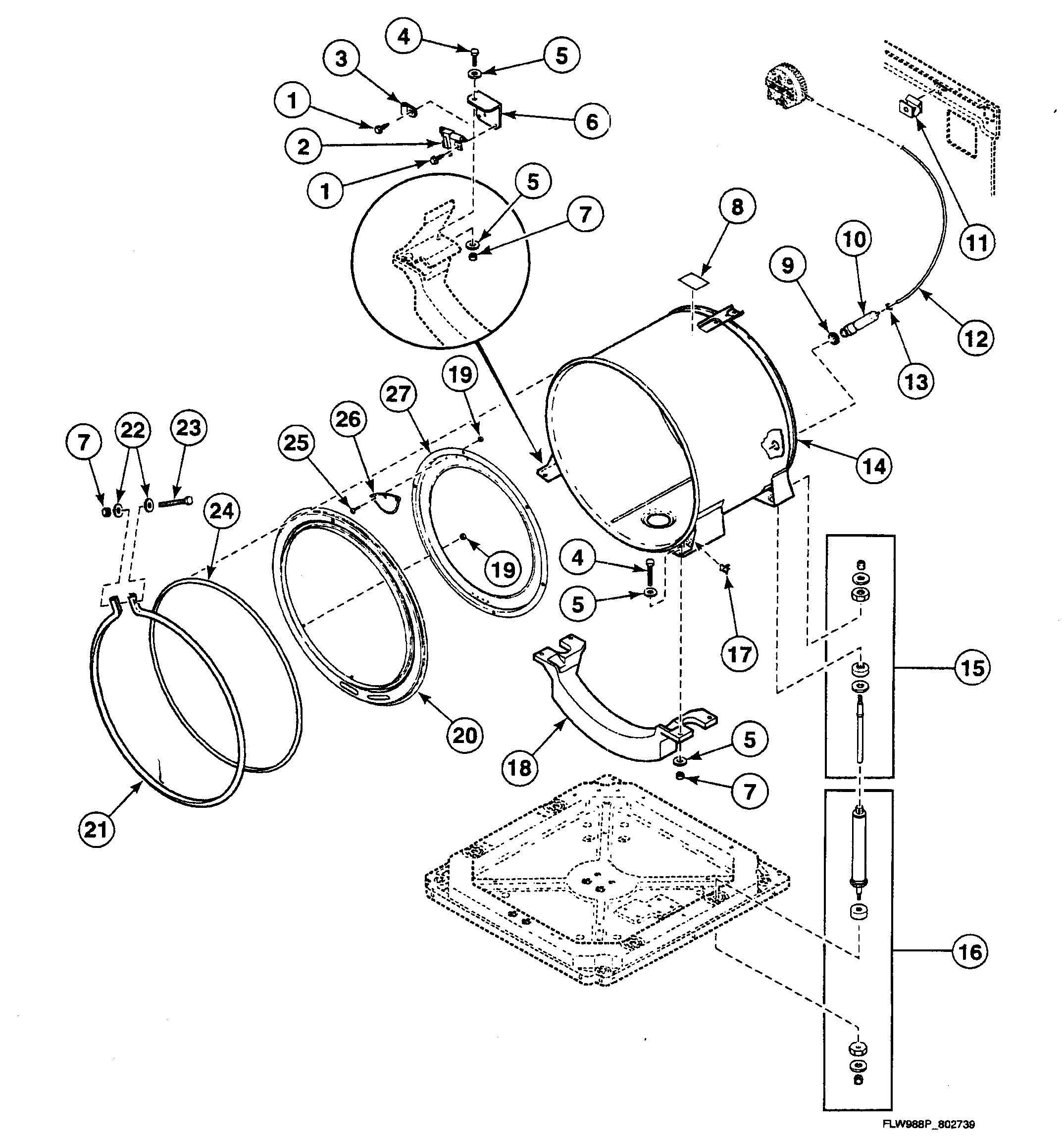Speed Queen SWFX71NN3000 tub assy diagram