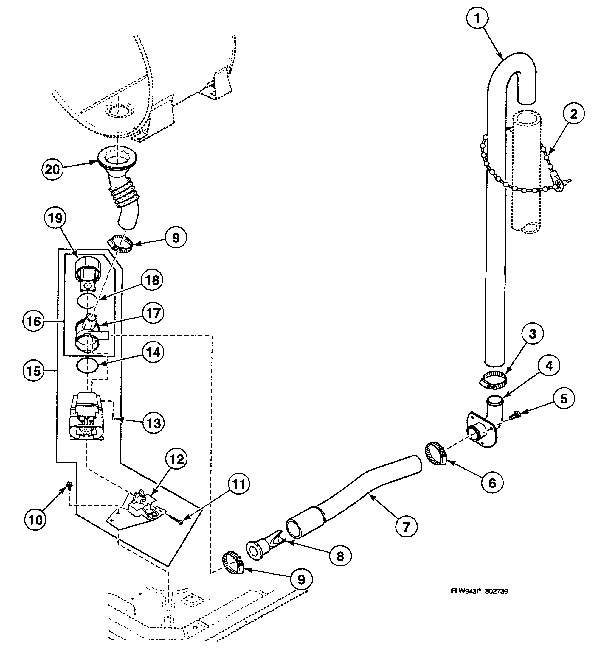 Speed Queen SWFX71NN3000 pump assy diagram