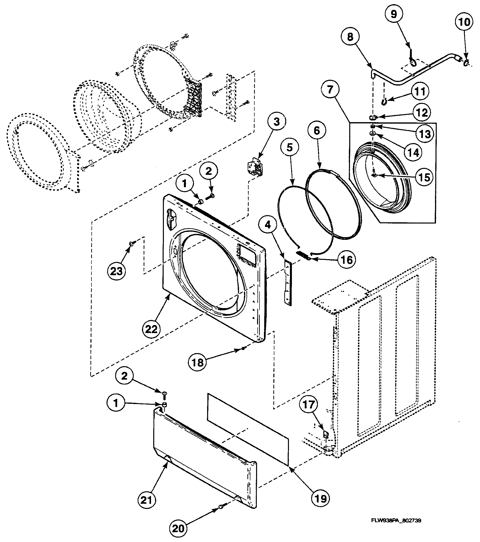 Speed Queen SWFX71QN3000 front assy diagram