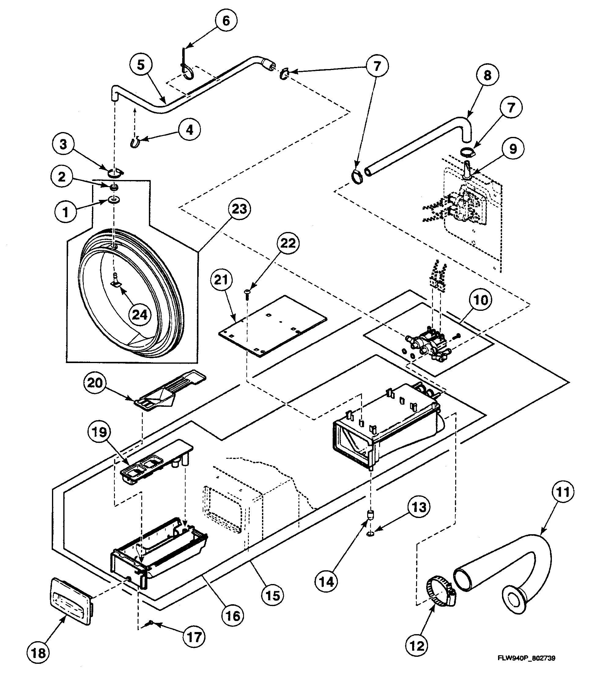 Speed Queen SWFX71QN3000 dispenser assy diagram