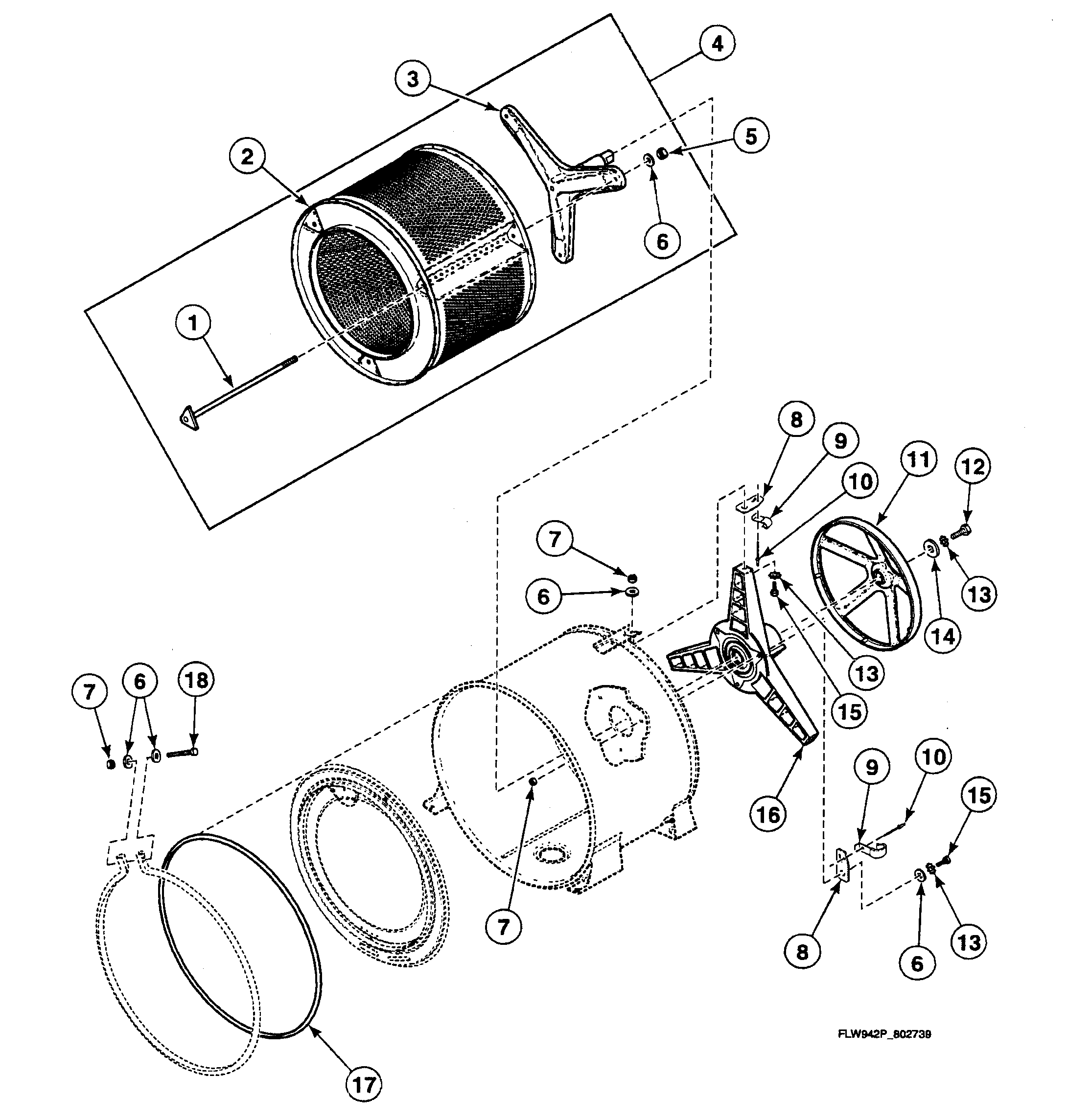 Speed Queen SWFX71NN3050 pulley assy diagram