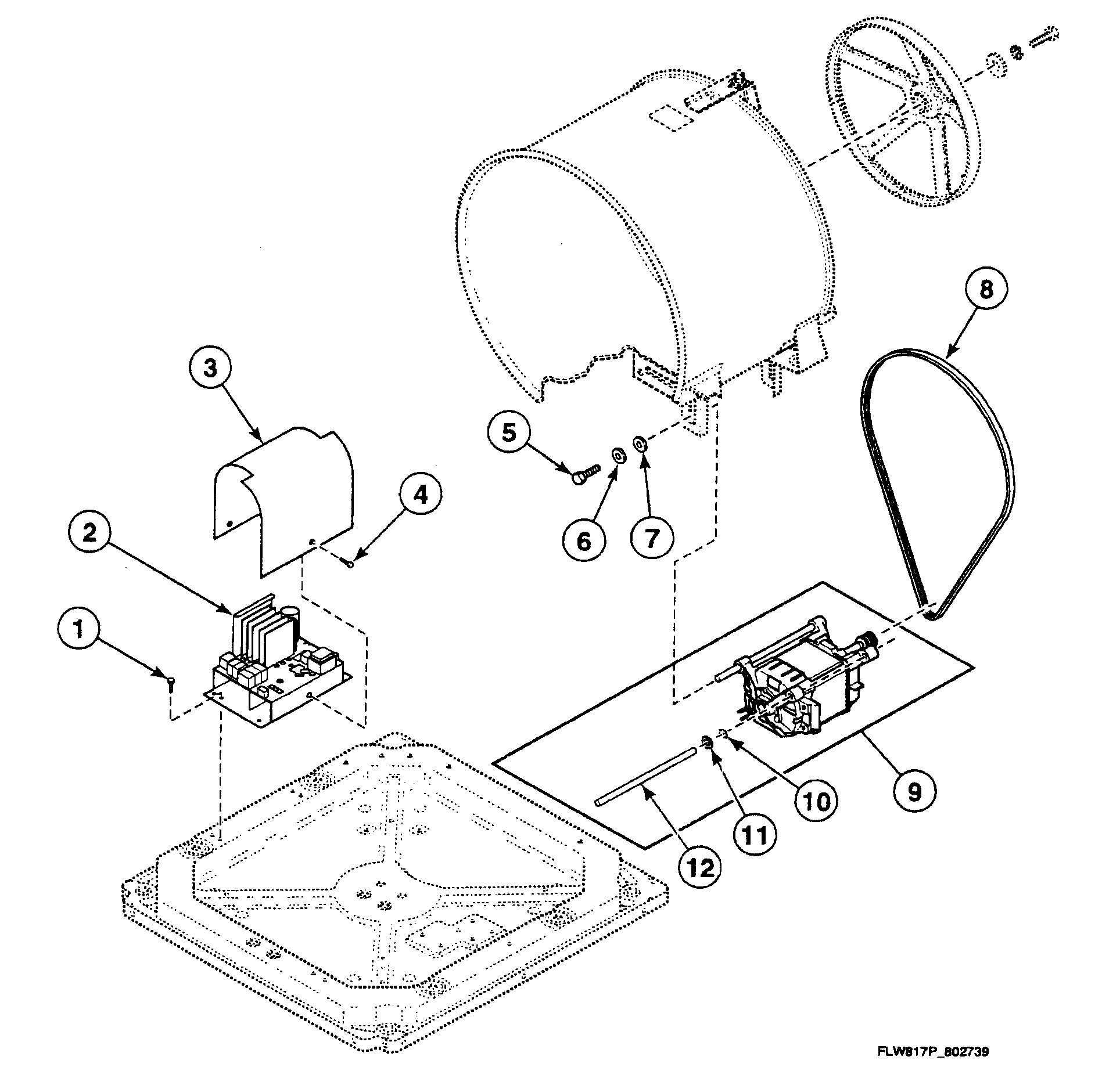 Speed Queen SWFX71QN3050 motor assy diagram