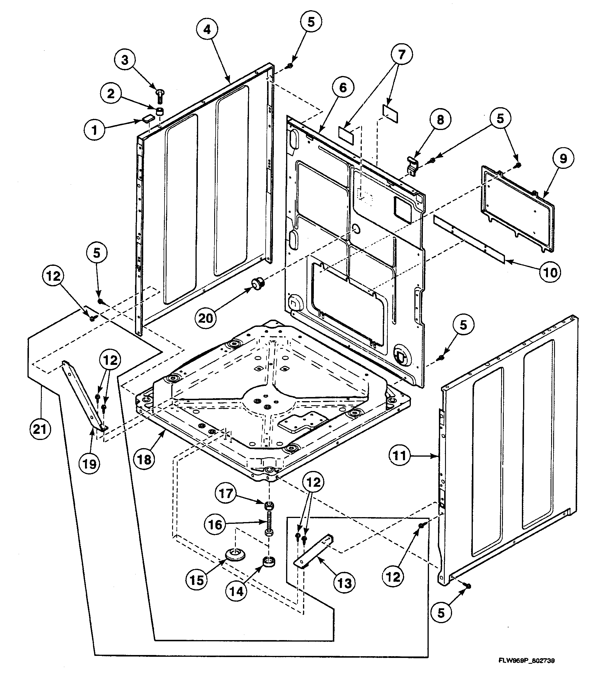 Speed Queen SWFX71QN3050 cabinet assy diagram