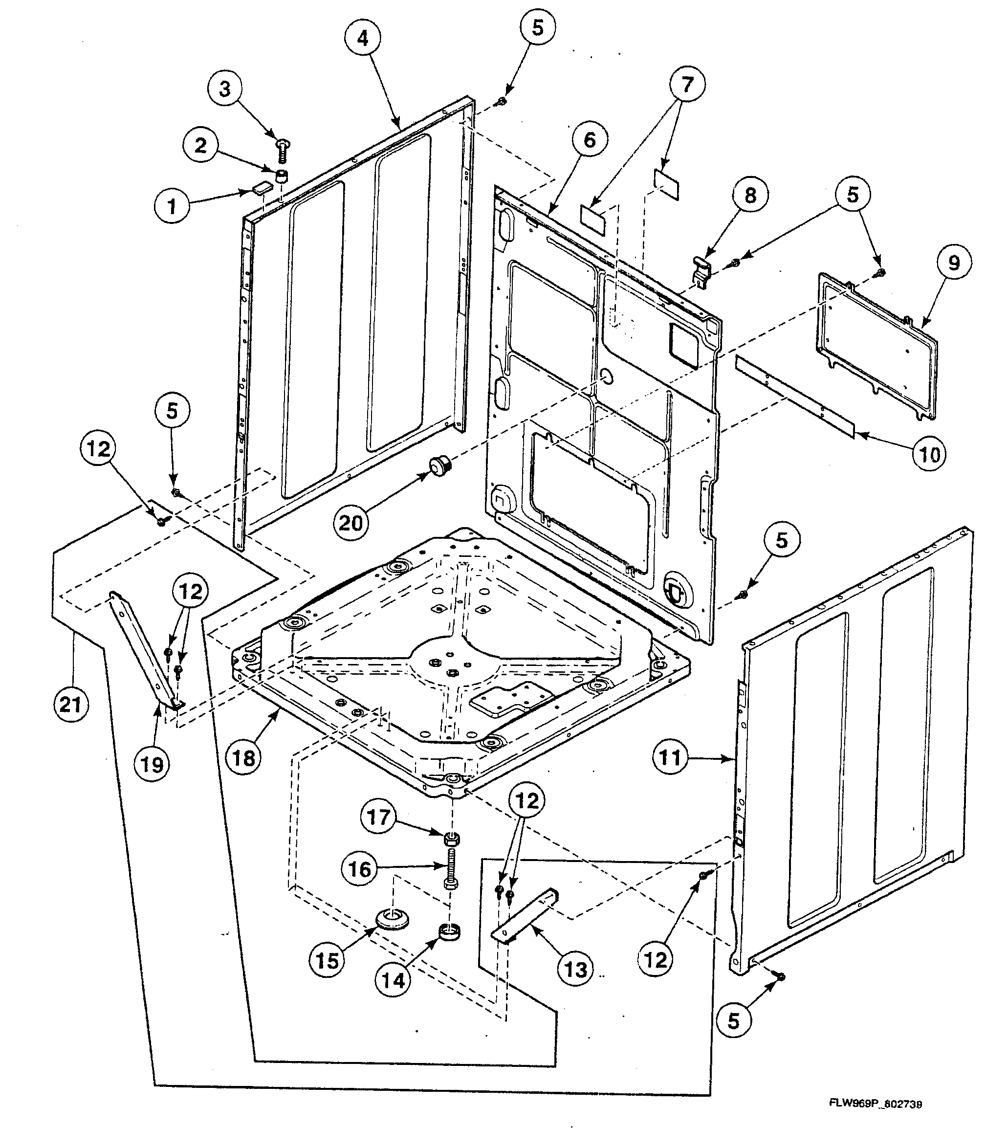 Speed Queen SWFA71NN cabinet assy diagram