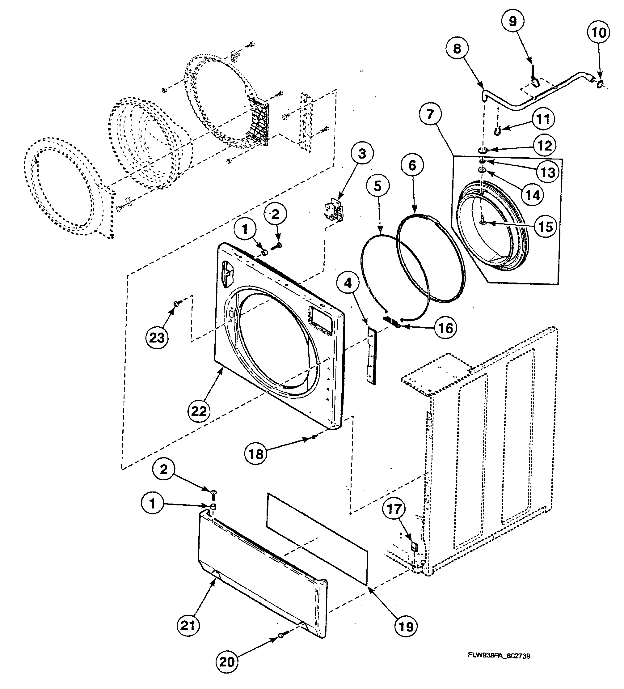 Speed Queen SWFF71QN front assy diagram