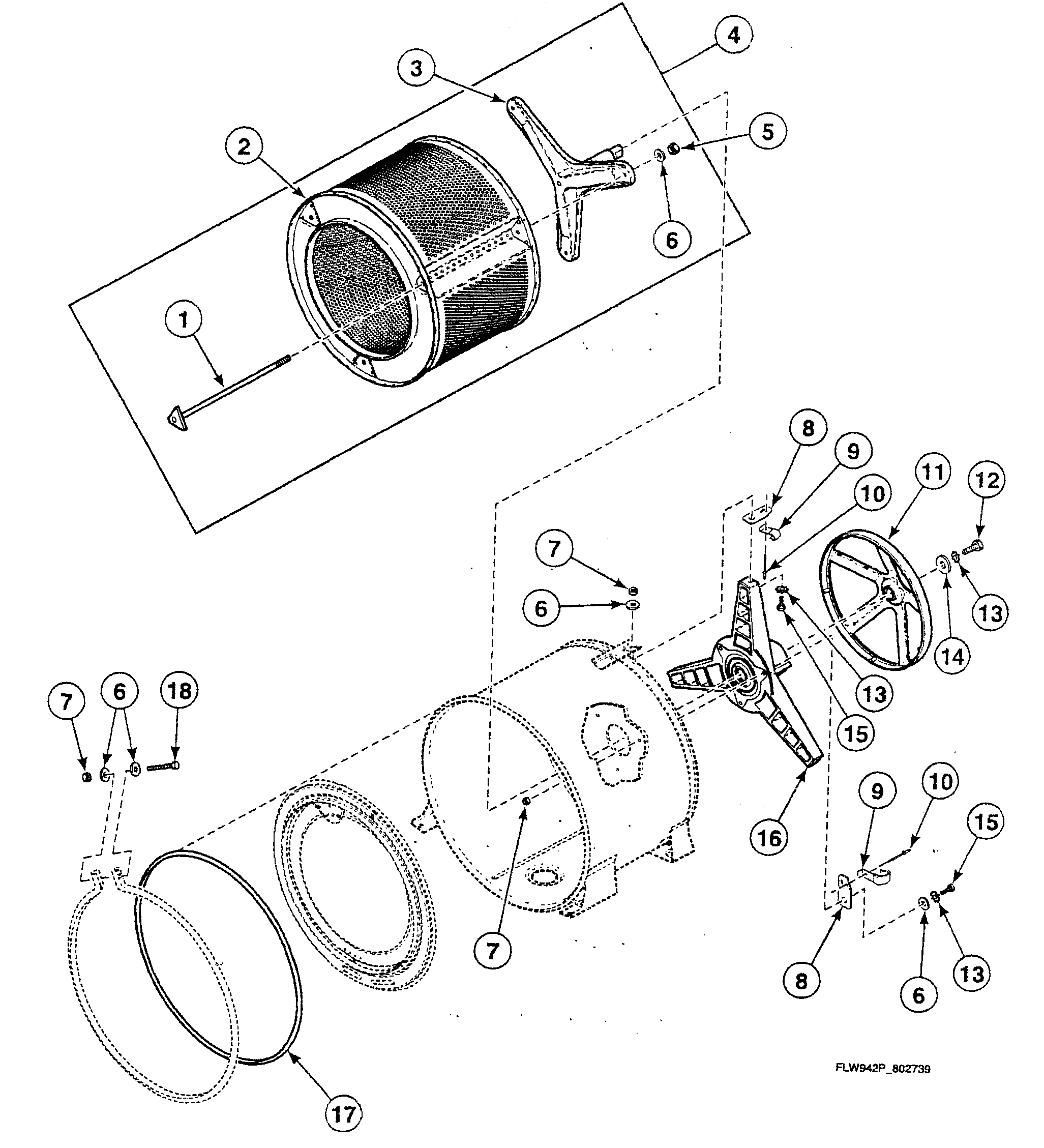 Speed Queen SWFF71QN pulley assy diagram