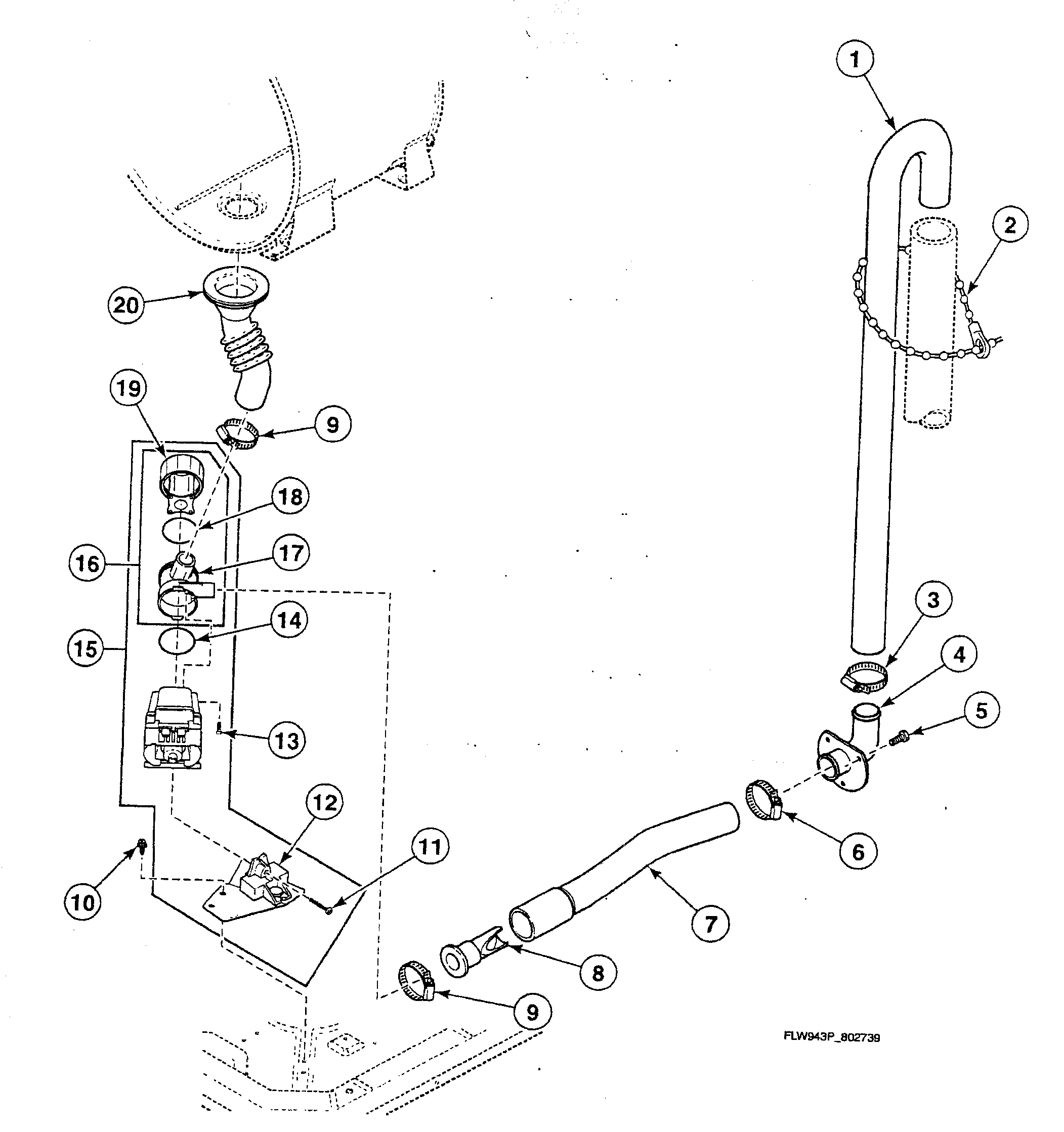 Speed Queen SWFF71QN pump assy diagram