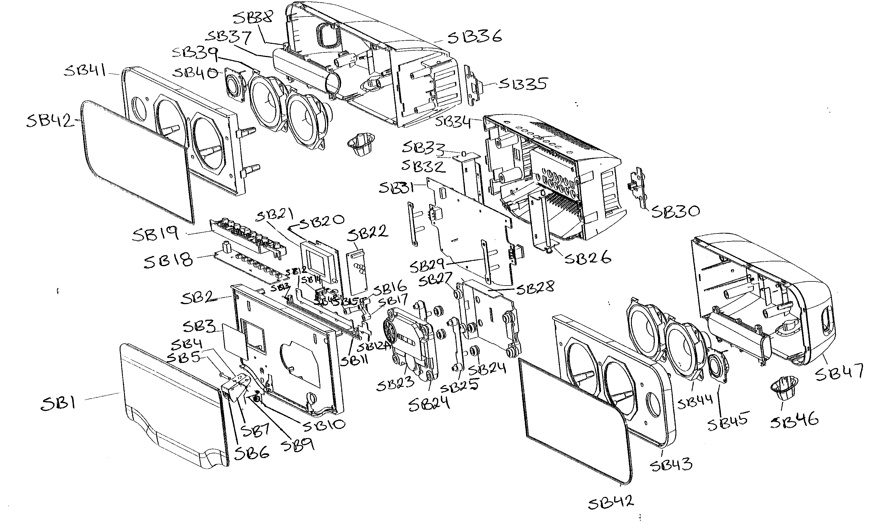 Philips HSB2351/F7 speaker diagram
