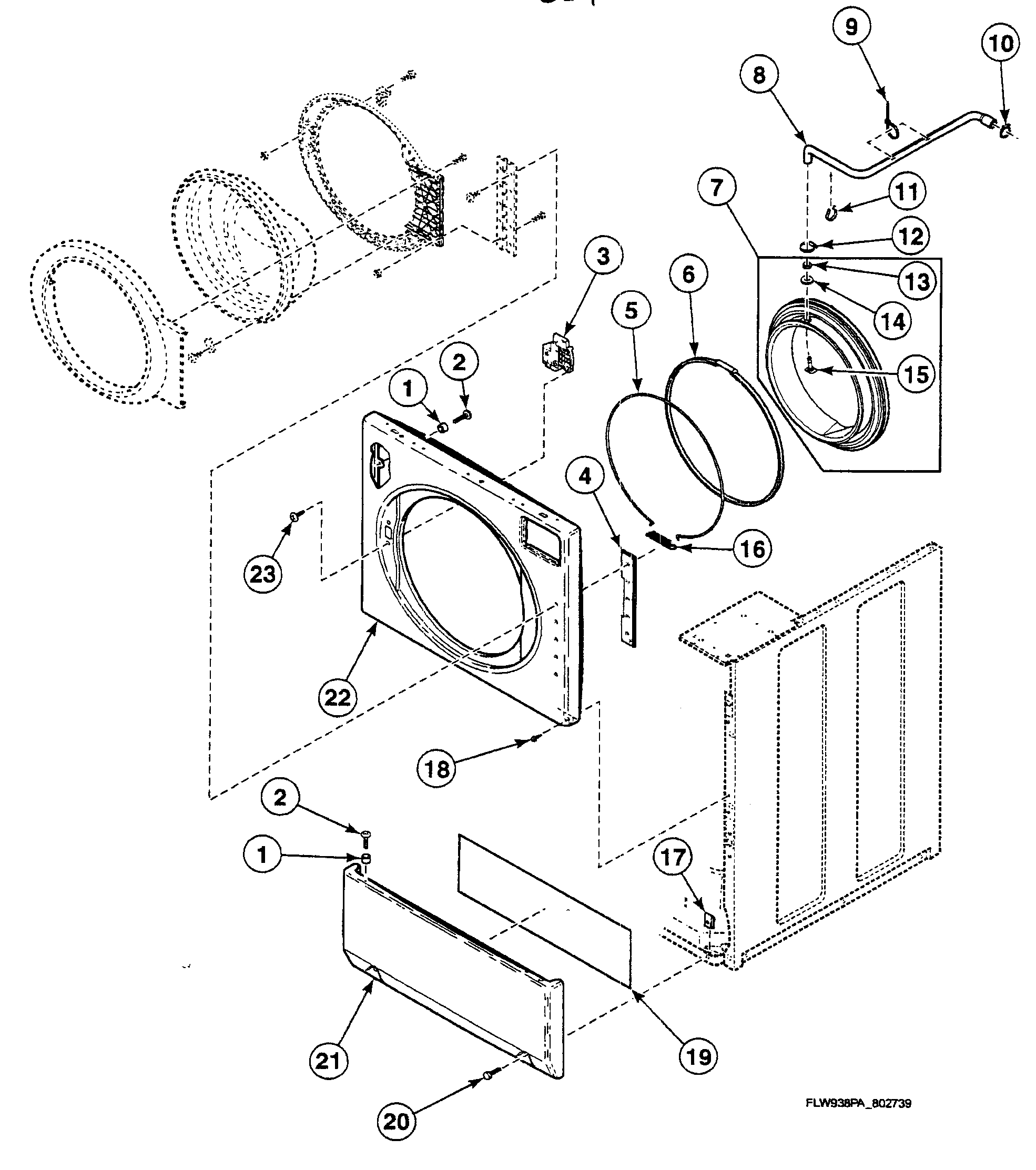 Speed Queen SWFB72QN front assy diagram