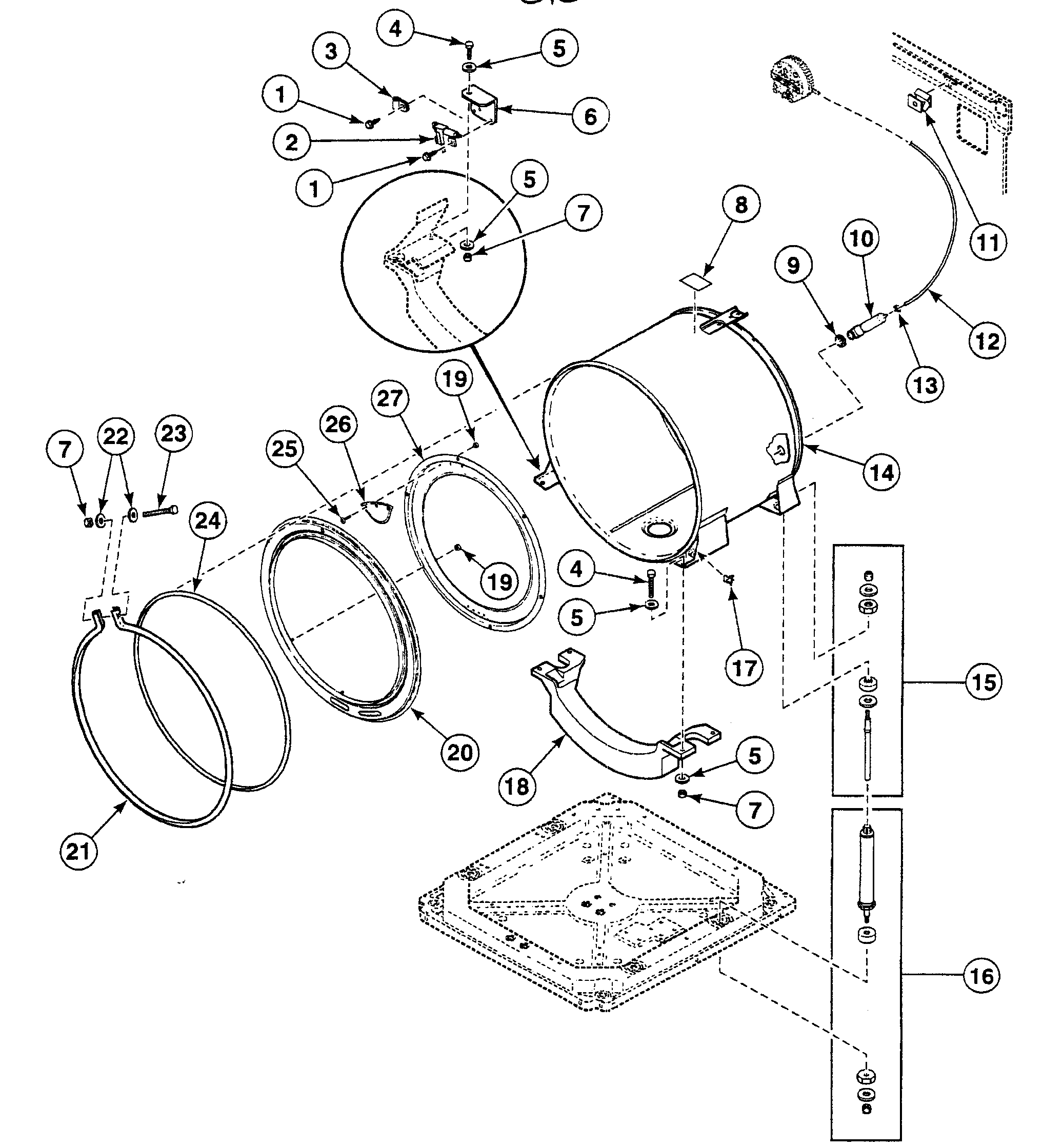 Speed Queen SWFT71NN tub assy diagram
