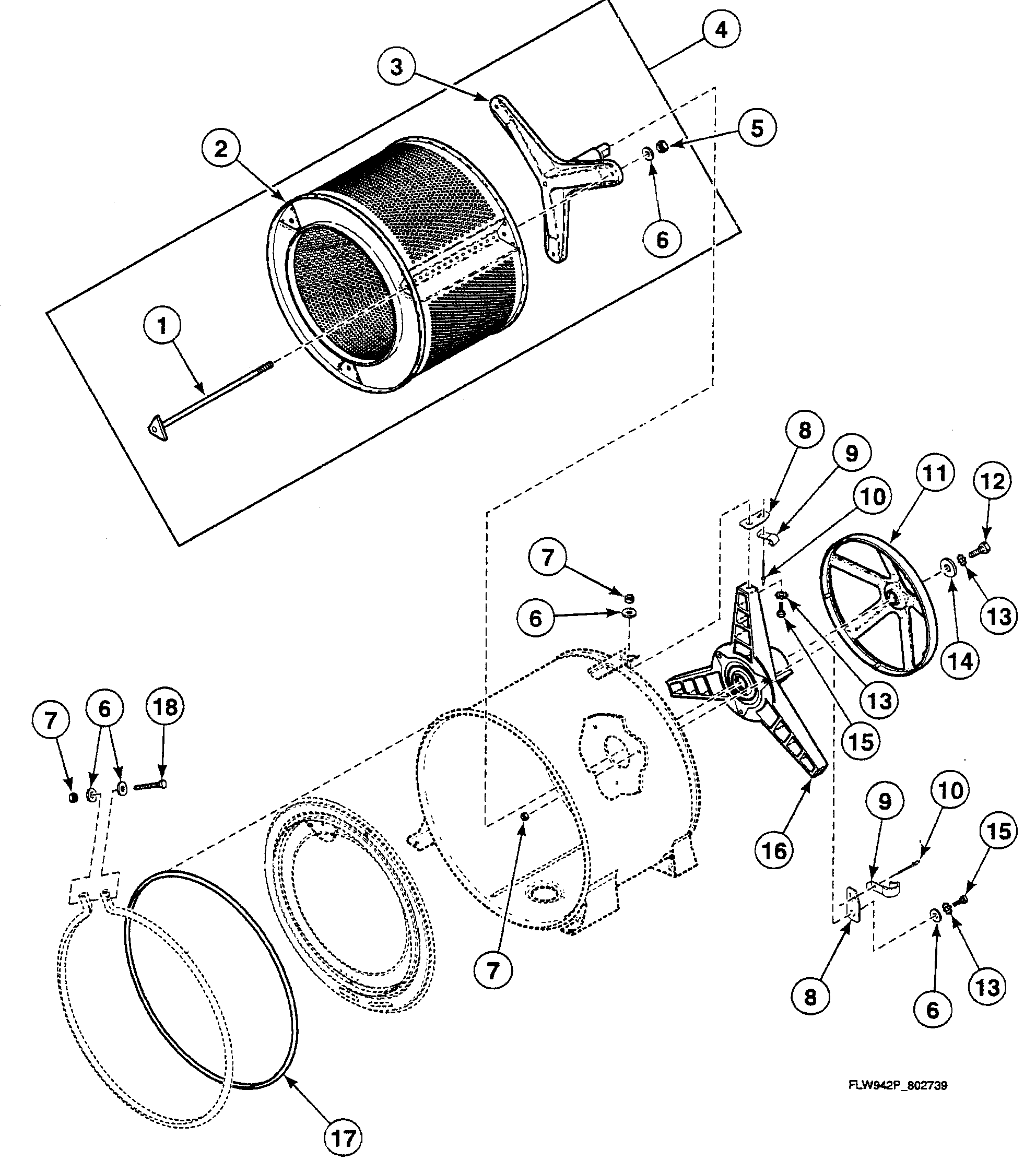 Speed Queen SWFT71NN pulley assy diagram